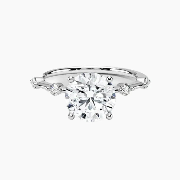 Sena Round Designer 1 Carat Lab Grown Diamond Engagement Ring in 14K White Gold
