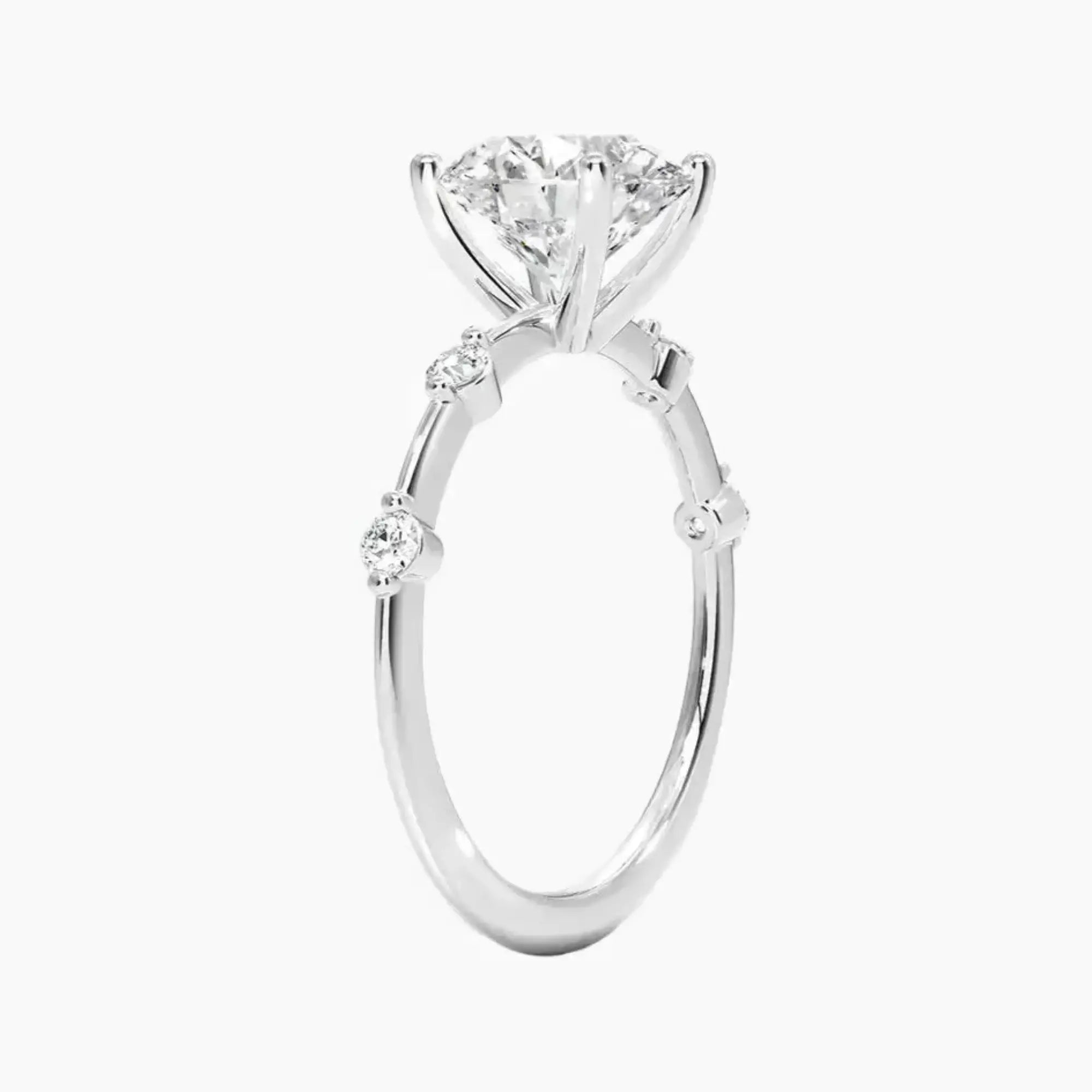 Sena Round Designer Diamond Ring Setting in 14K White Gold