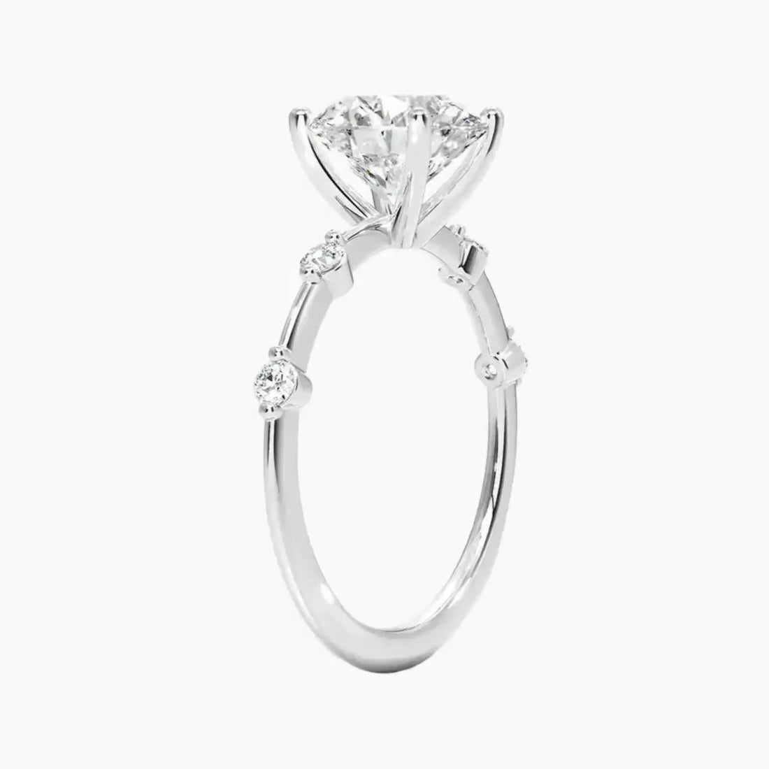 Sena Round Designer 1.5 Carat Lab Grown Diamond Engagement Ring in 14K White Gold