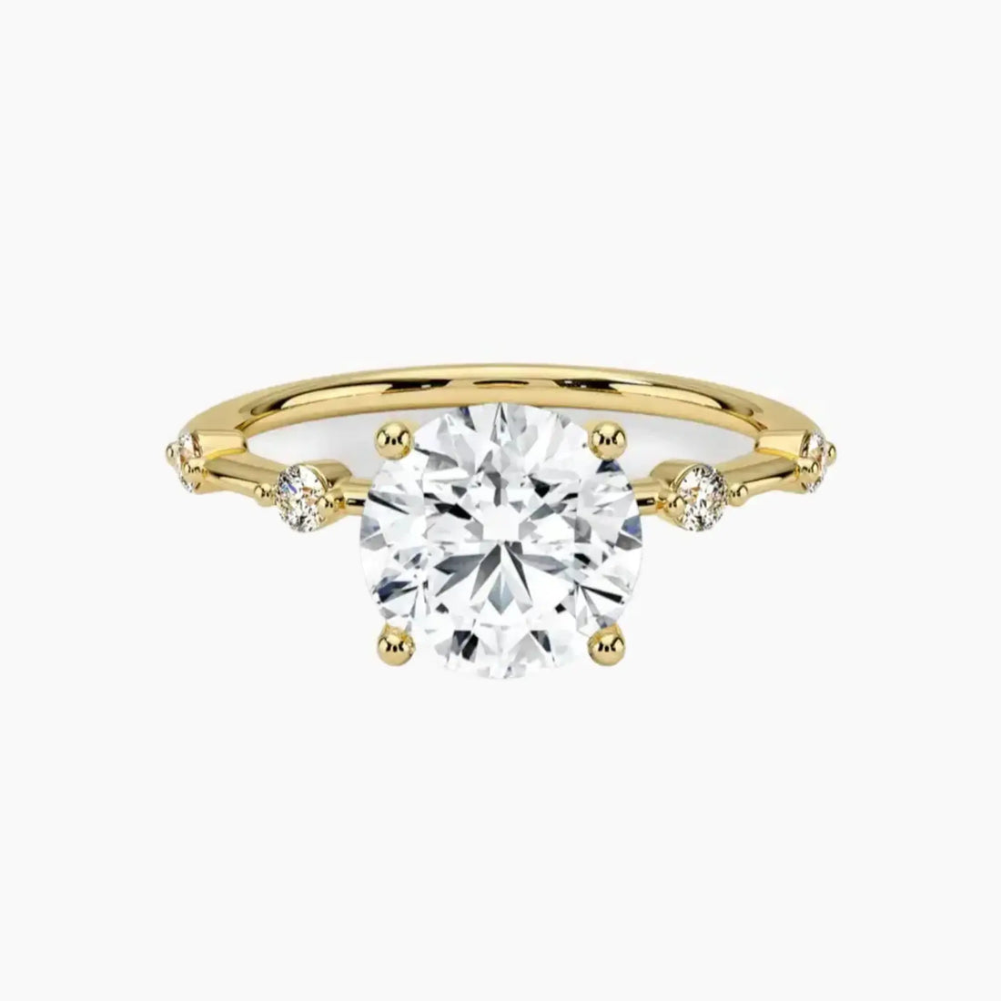 Sena Round Designer 2.5 Carat Lab Grown Diamond Engagement Ring in 14K White Gold