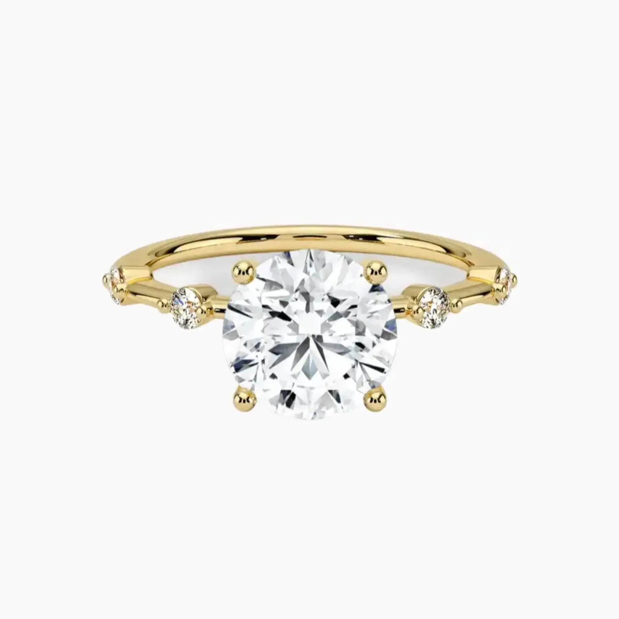 Sena Round Designer 1.5 Carat Lab Grown Diamond Engagement Ring in 18K White Gold