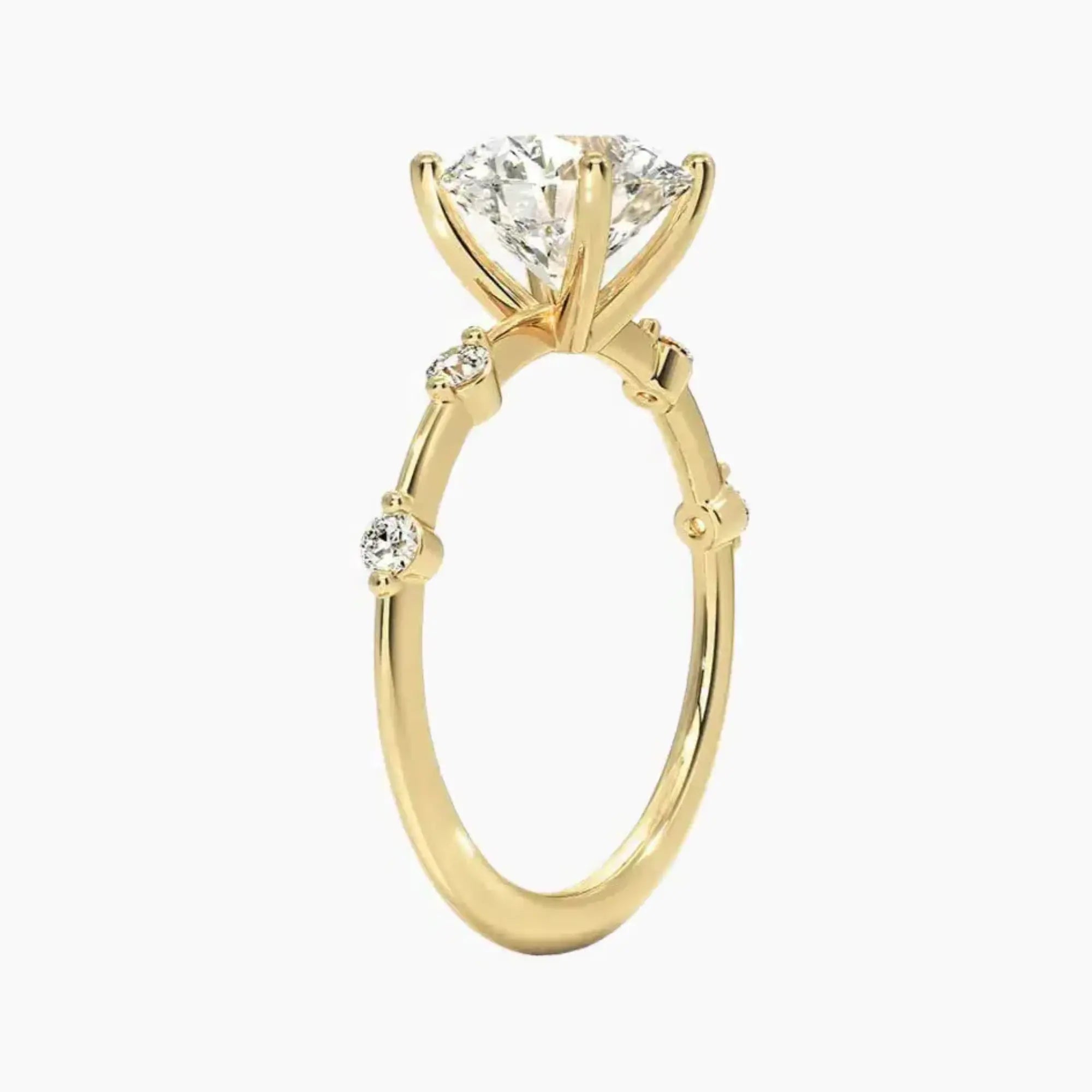 Sena Round Designer 1 Carat Lab Grown Diamond Engagement Ring in 14K Yellow Gold