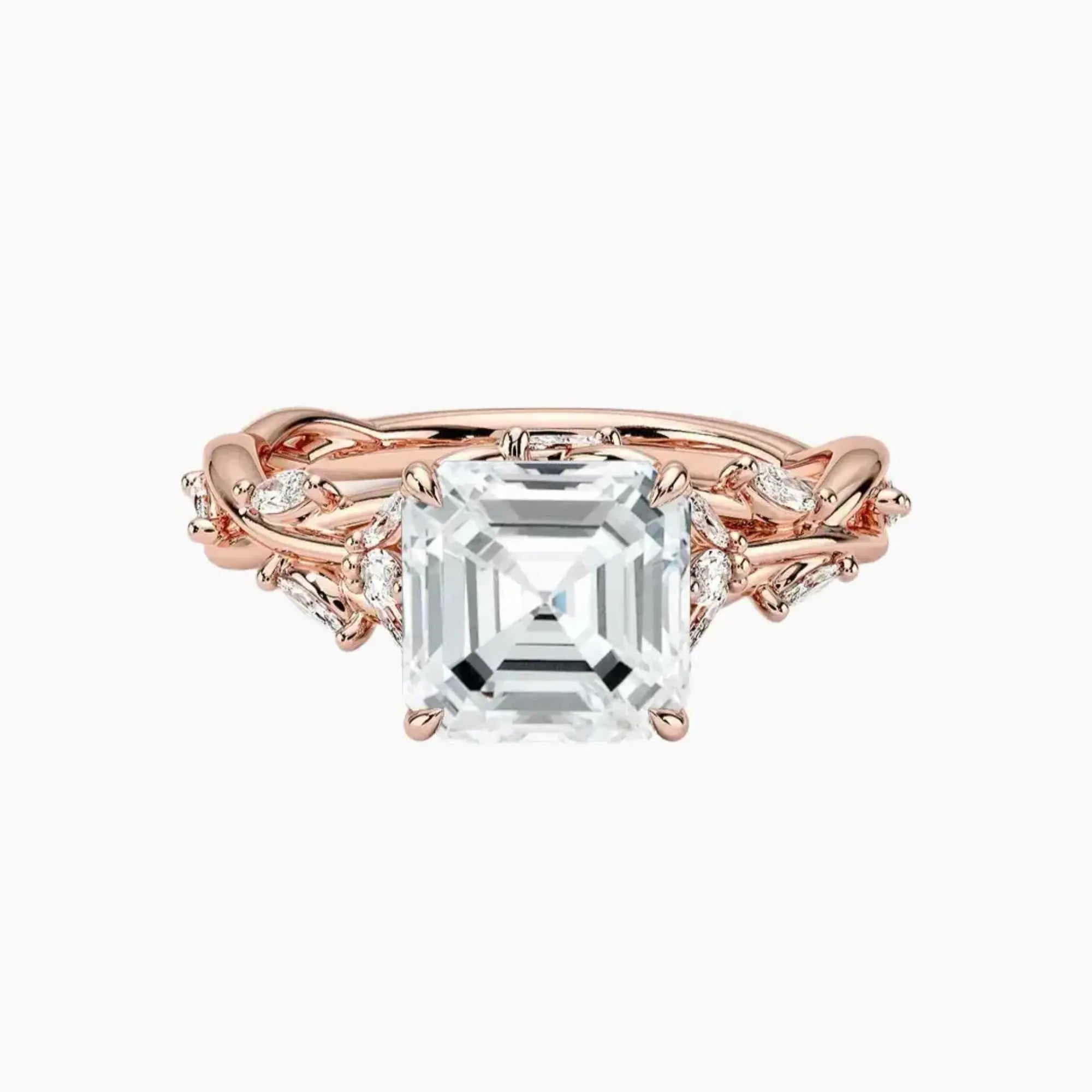 Melia Asscher Designer 3 Carat Lab Grown Diamond Engagement Ring in 14K Yellow Gold