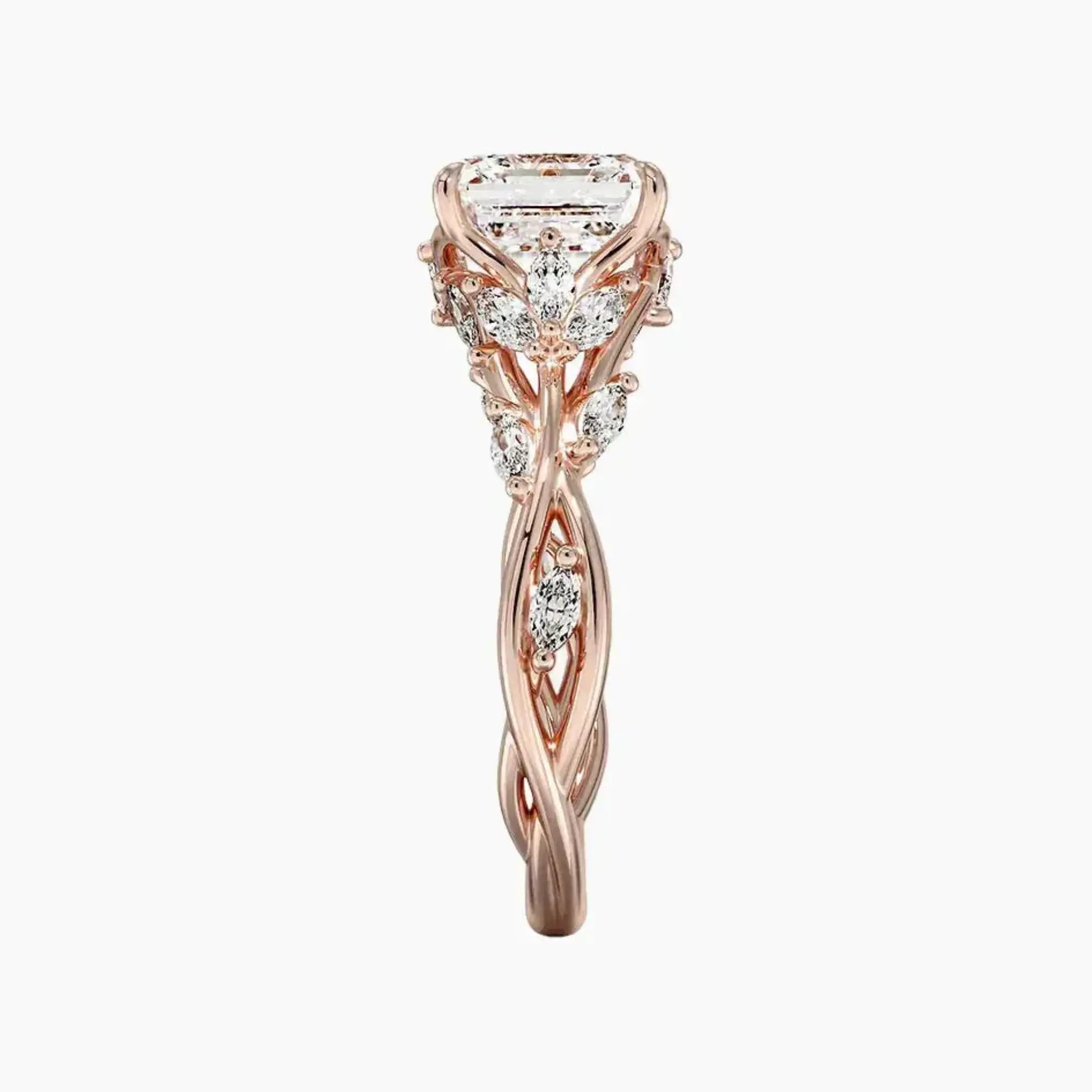 Melia Asscher Designer Diamond Ring Setting in 14K White Gold