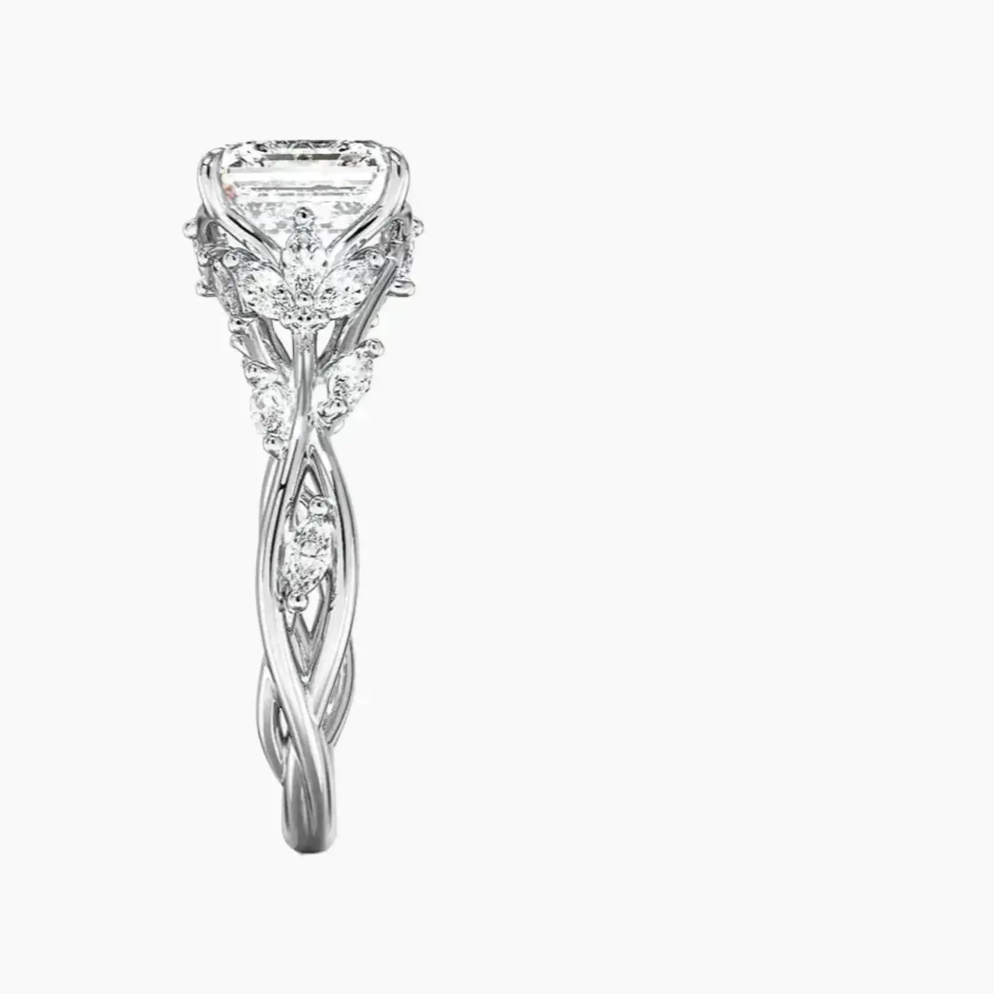 Melia Asscher Designer 2.5 Carat Lab Grown Diamond Engagement Ring in 14K White Gold