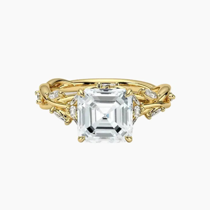 Melia Asscher Designer 1.5 Carat Lab Grown Diamond Engagement Ring in 14K Yellow Gold