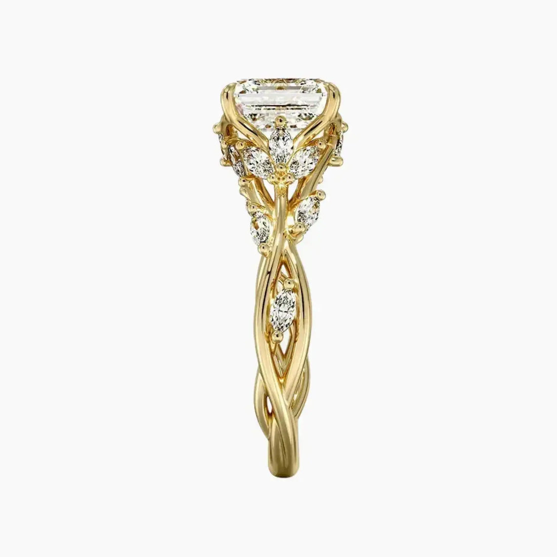 Melia Asscher Designer Diamond Ring Setting in 14K Yellow Gold