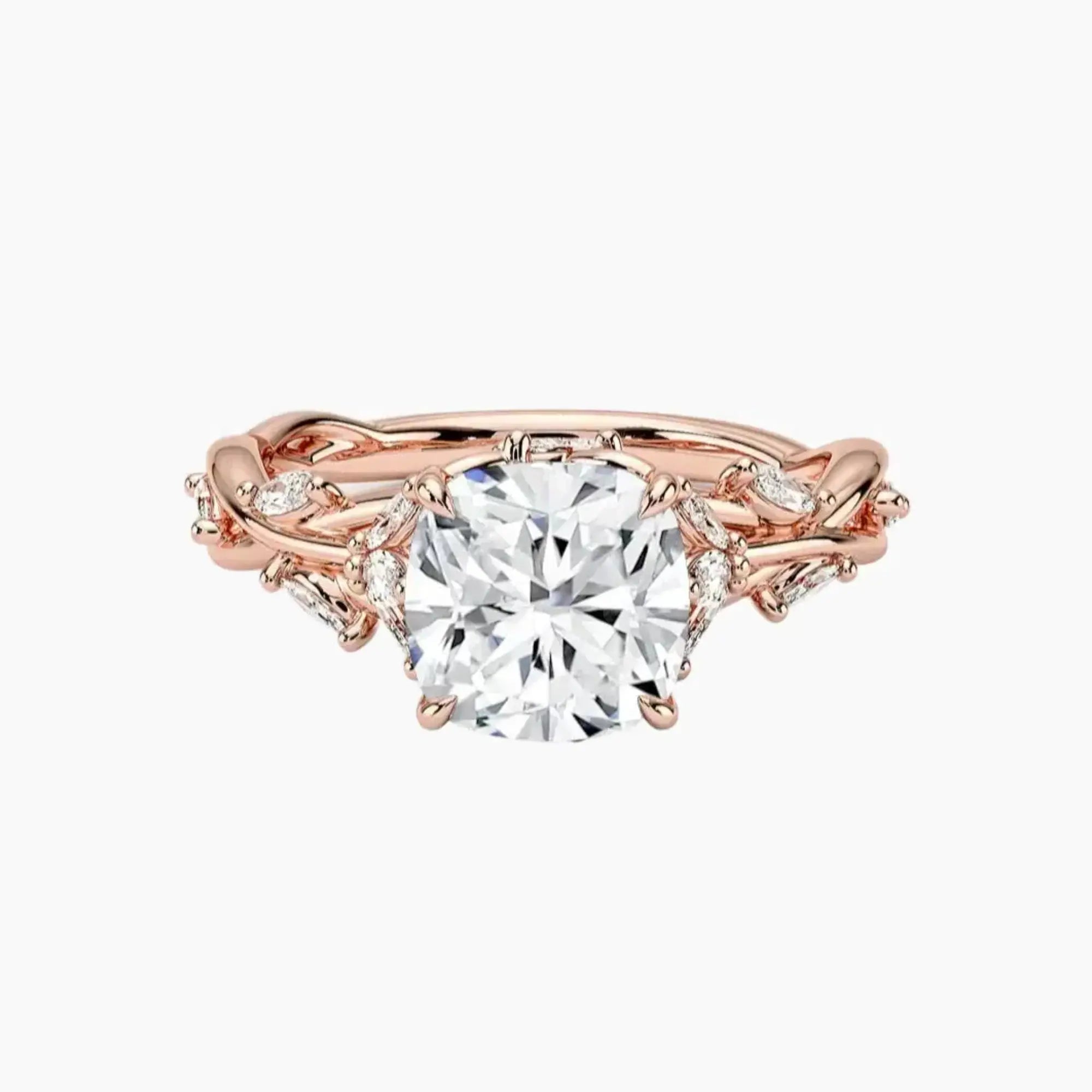 Melia Cushion Designer Diamond Ring Setting in 18K Rose Gold