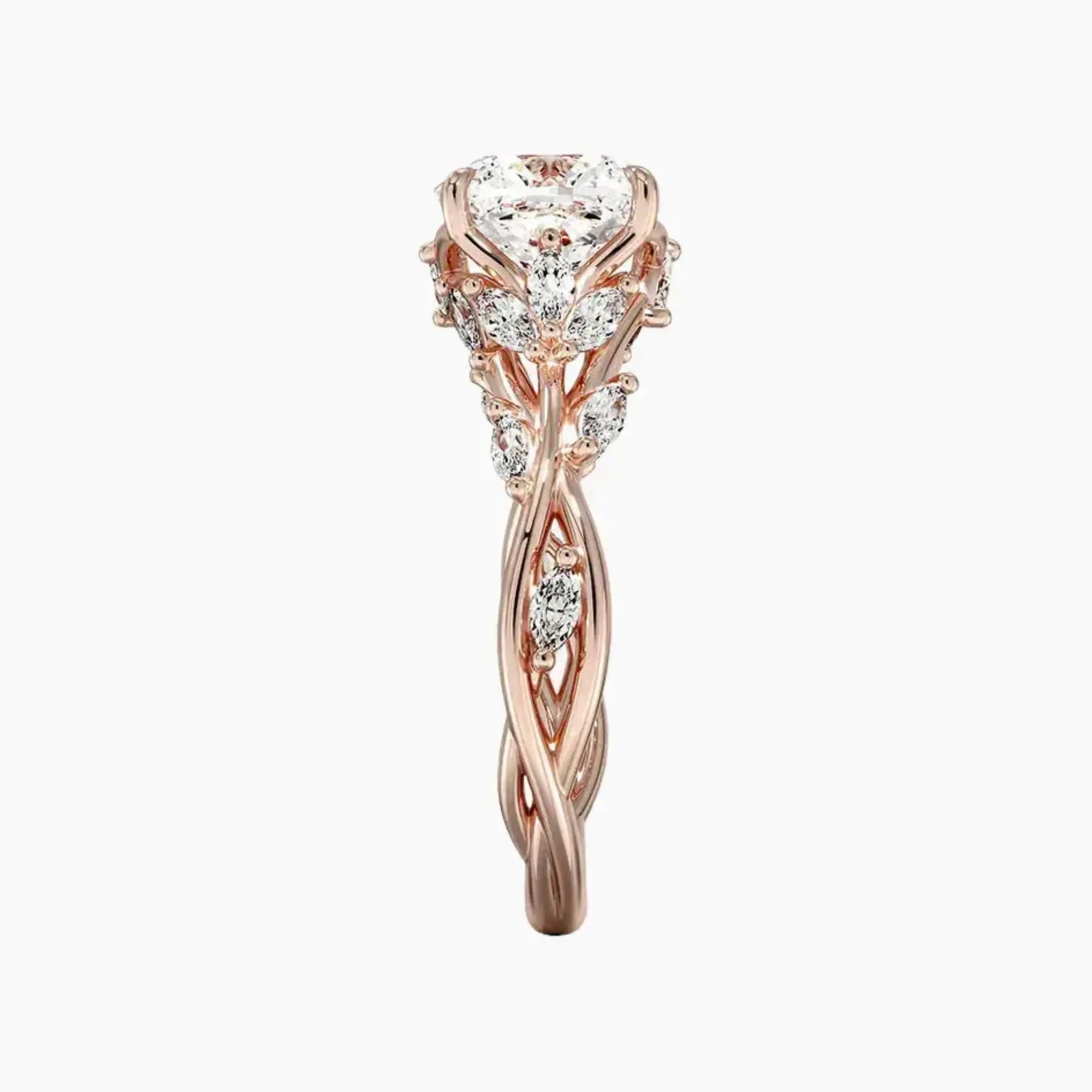 Melia Cushion Designer 1 Carat Lab Grown Diamond Engagement Ring in 14K White Gold