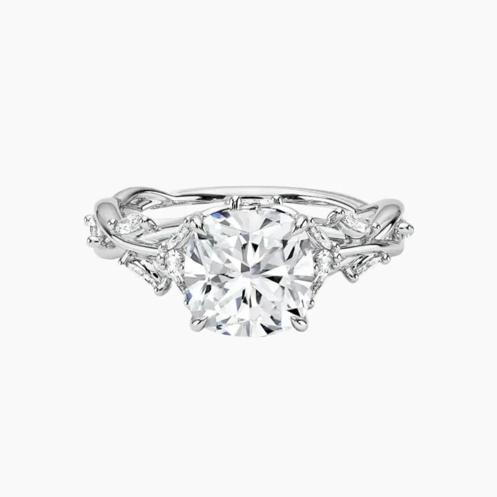 Melia Cushion Designer 2.5 Carat Lab Grown Diamond Engagement Ring in 18K White Gold