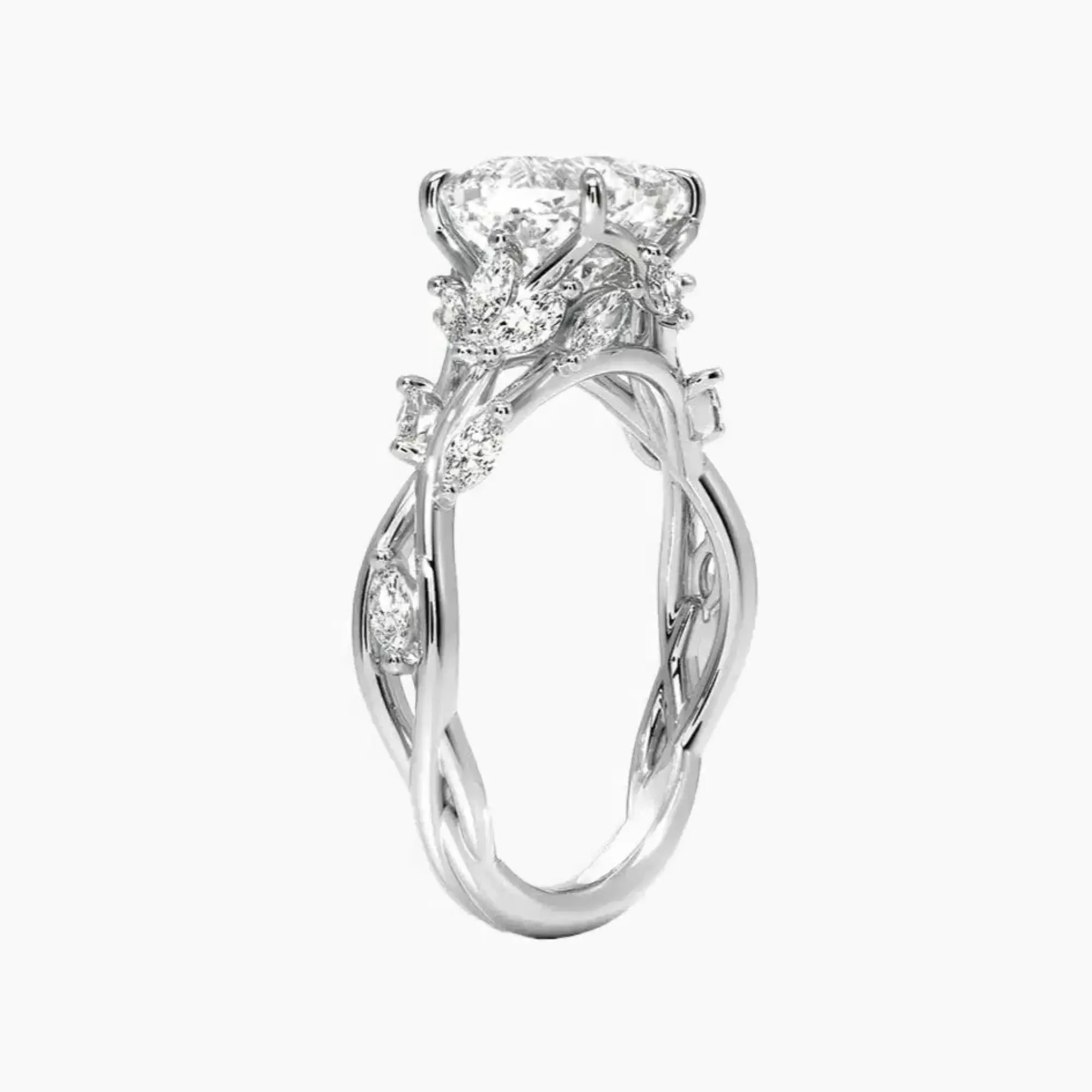 Melia Cushion Designer 2.5 Carat Lab Grown Diamond Engagement Ring in 18K Yellow Gold