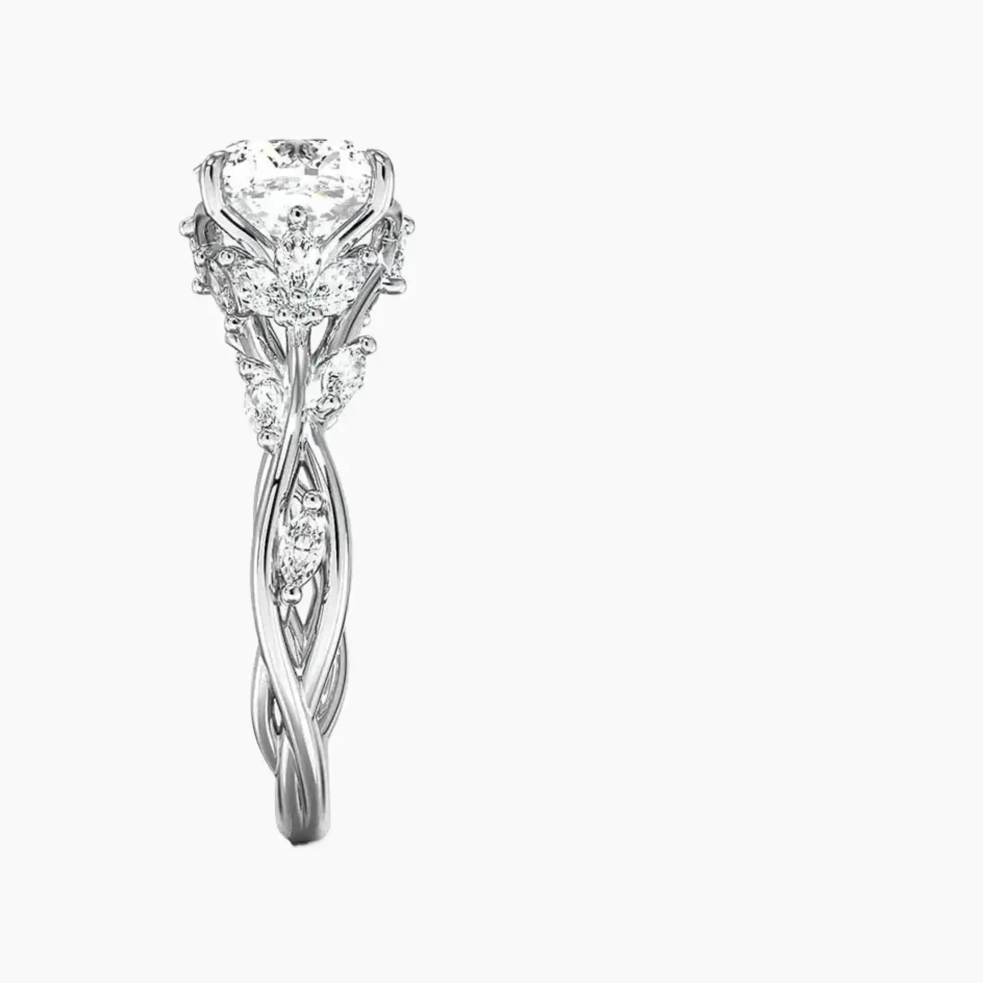 Melia Cushion Designer 3 Carat Lab Grown Diamond Engagement Ring in 14K Yellow Gold