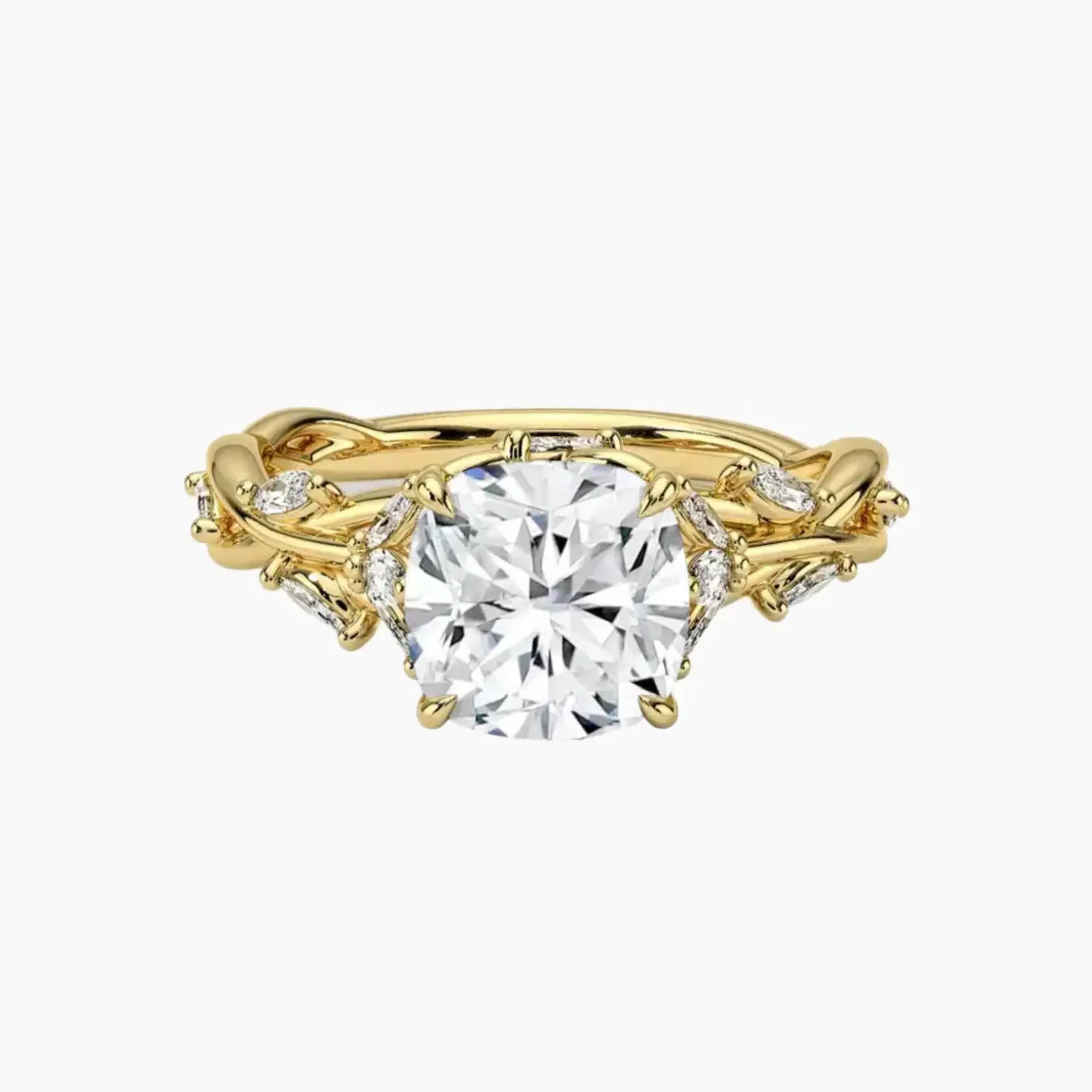 Melia Cushion Designer Diamond Ring Setting in 14K White Gold