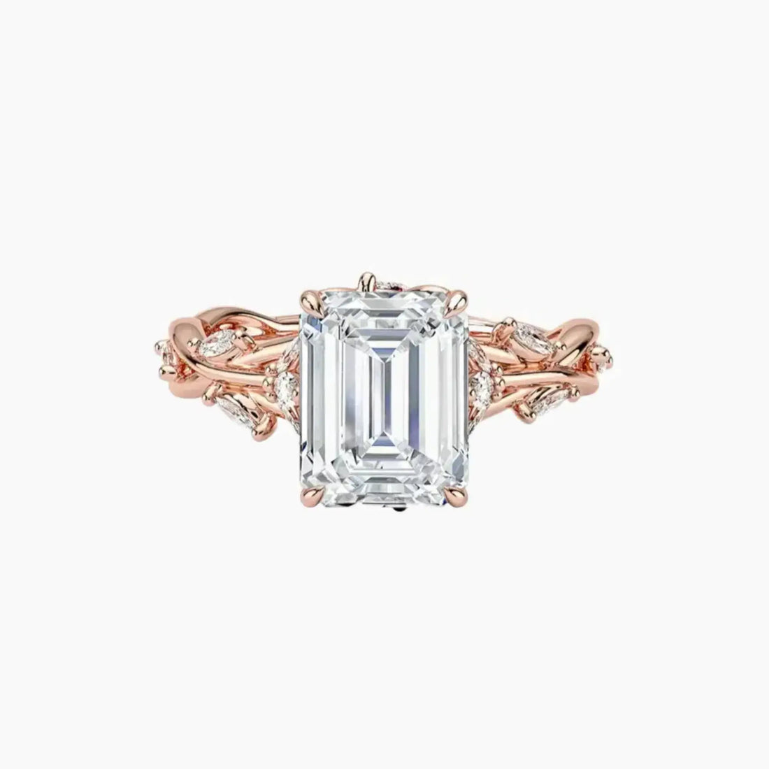 Melia Emerald Designer 1 Carat Lab Grown Diamond Engagement Ring in 14K White Gold