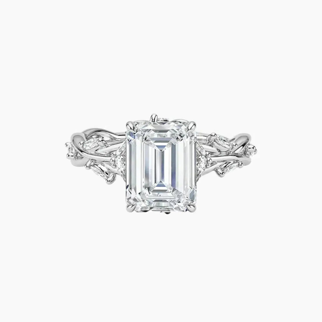 Melia Emerald Designer Diamond Ring Setting in 14K Rose Gold