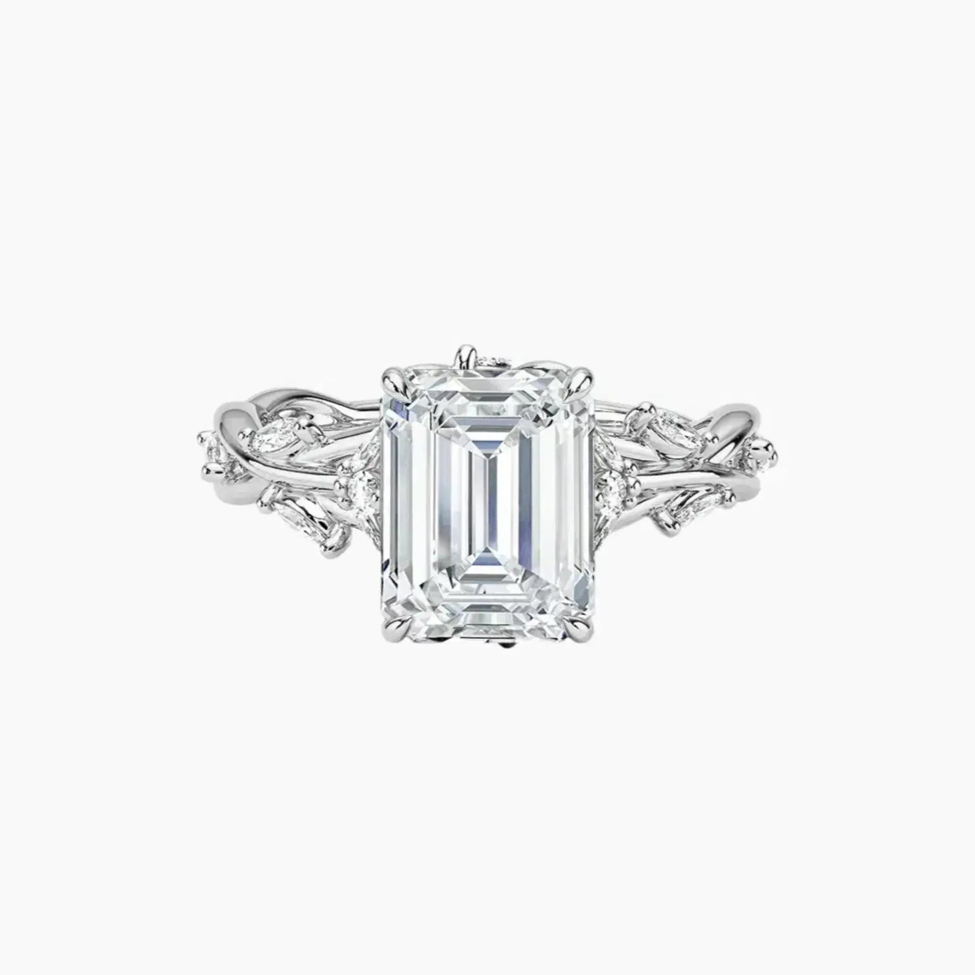 Melia Emerald Designer 1 Carat Lab Grown Diamond Engagement Ring in 18K Yellow Gold