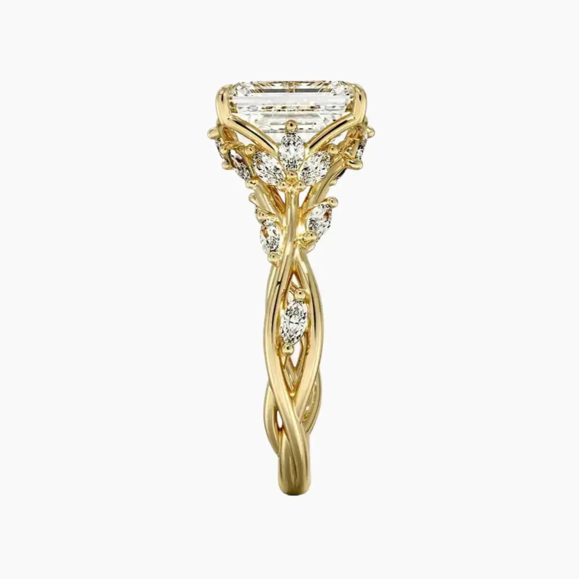 Melia Emerald Designer 2.5 Carat Lab Grown Diamond Engagement Ring in 14K White Gold