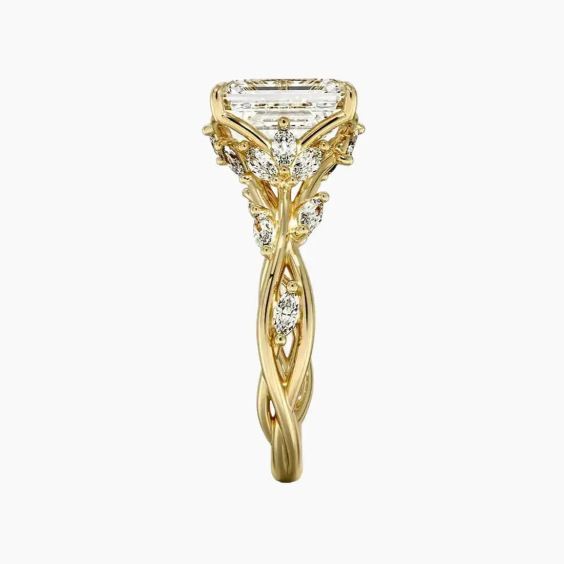 Melia Emerald Designer Diamond Ring Setting in 14K Rose Gold