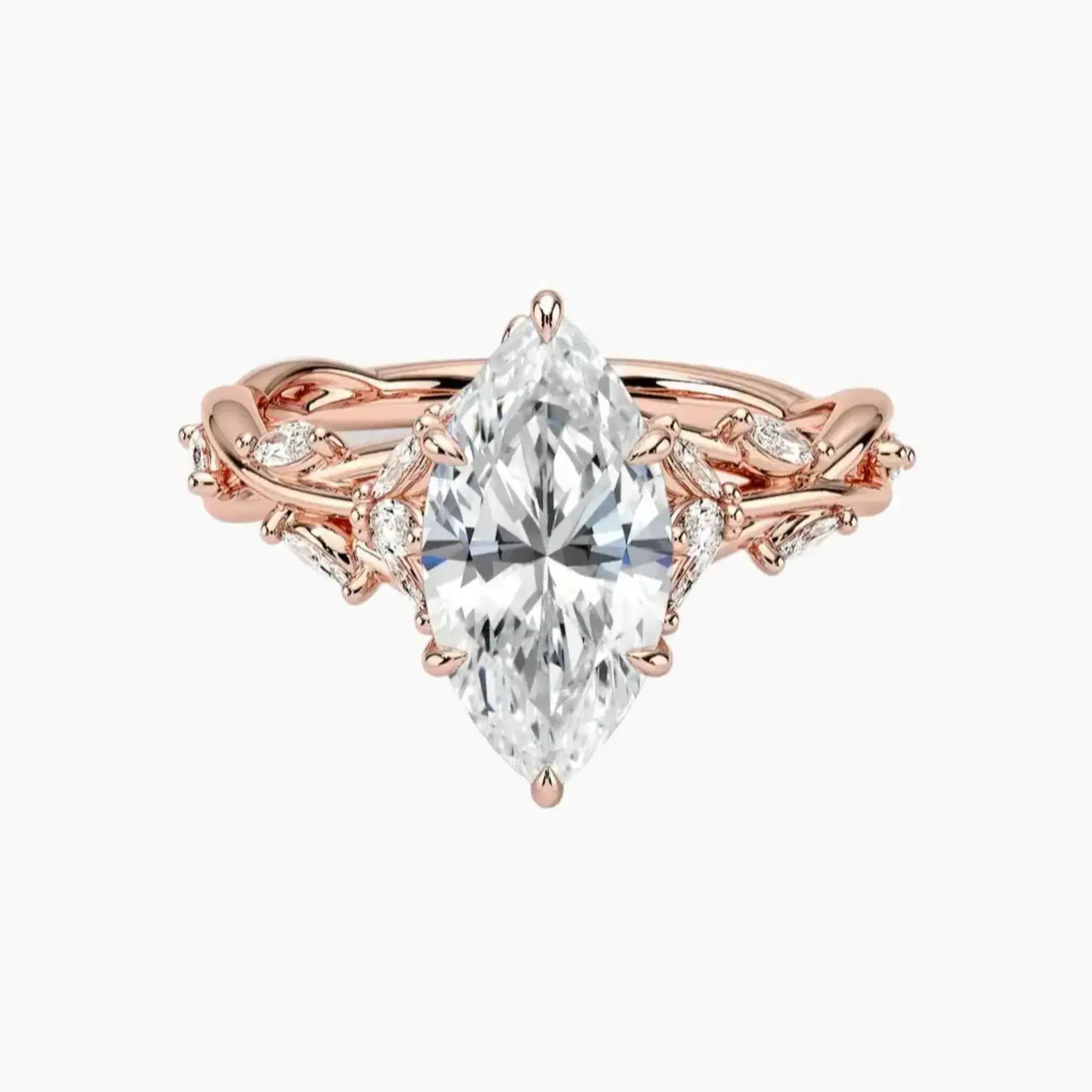 Melia Marquise Designer Diamond Ring Setting in 18K Yellow Gold