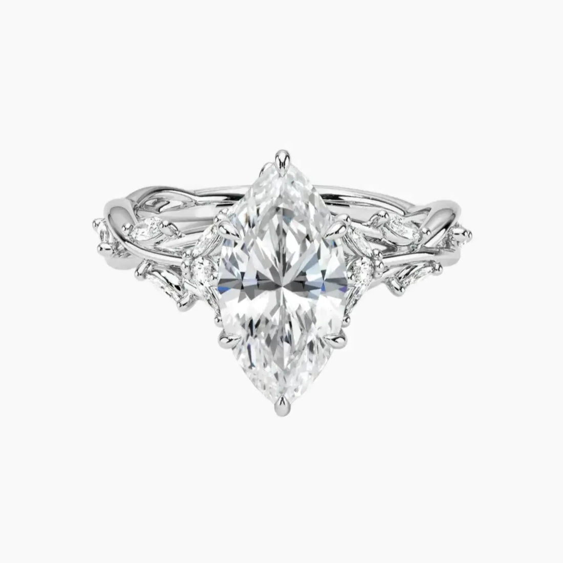 Melia Marquise Designer Diamond Ring Setting in 18K White Gold