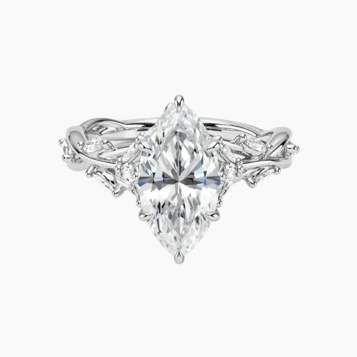 Melia Marquise Designer 2 Carat Lab Grown Diamond Engagement Ring in 18K White Gold