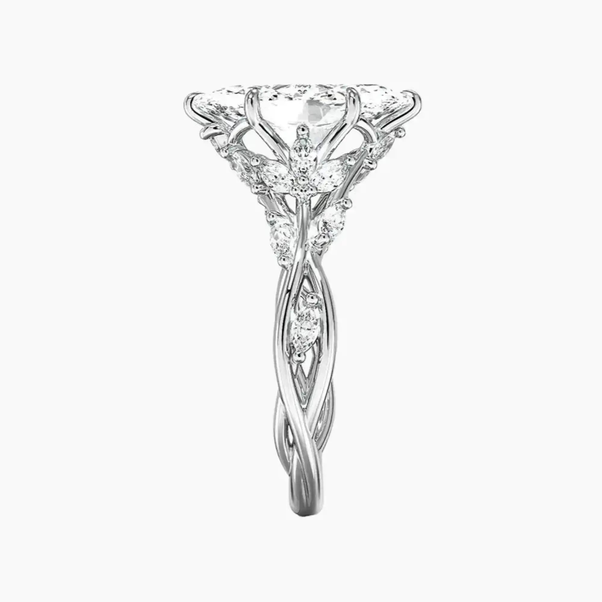 Melia Marquise Designer Diamond Ring Setting in 18K White Gold