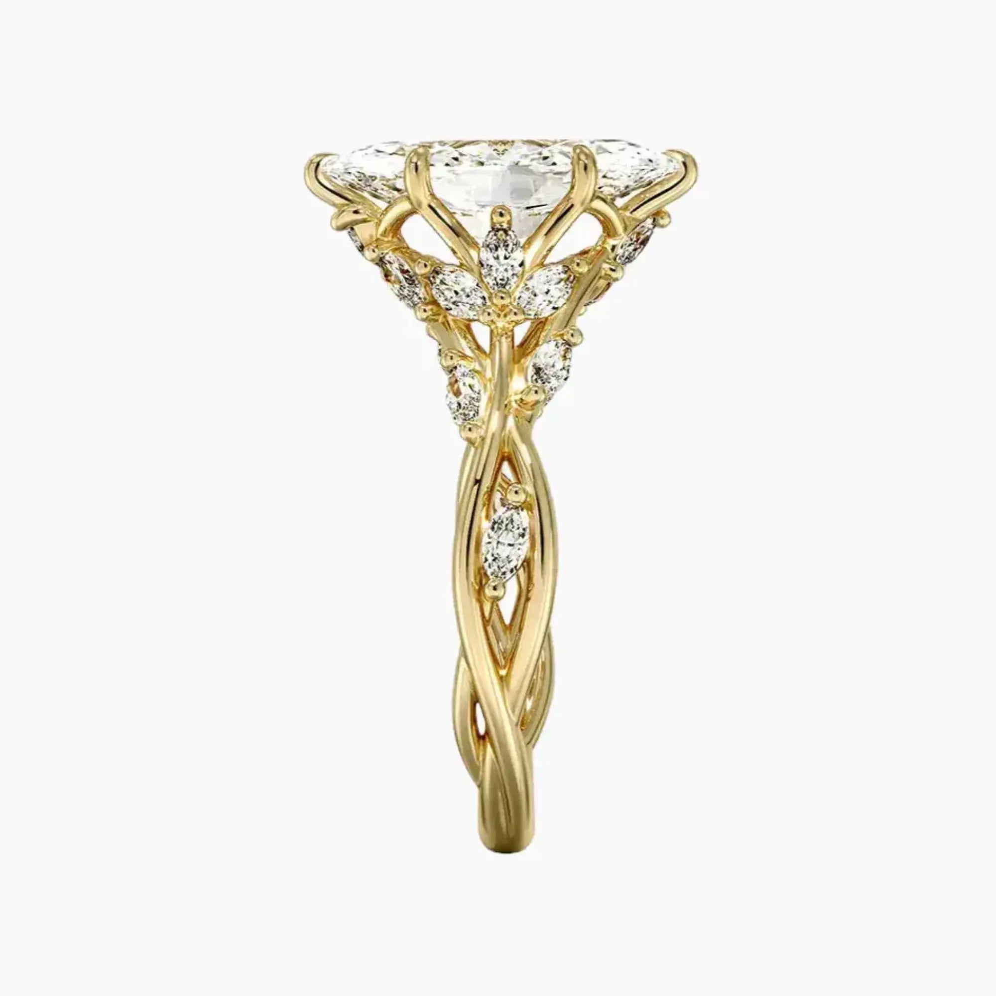 Melia Marquise Designer 2.5 Carat Lab Grown Diamond Engagement Ring in 18K White Gold