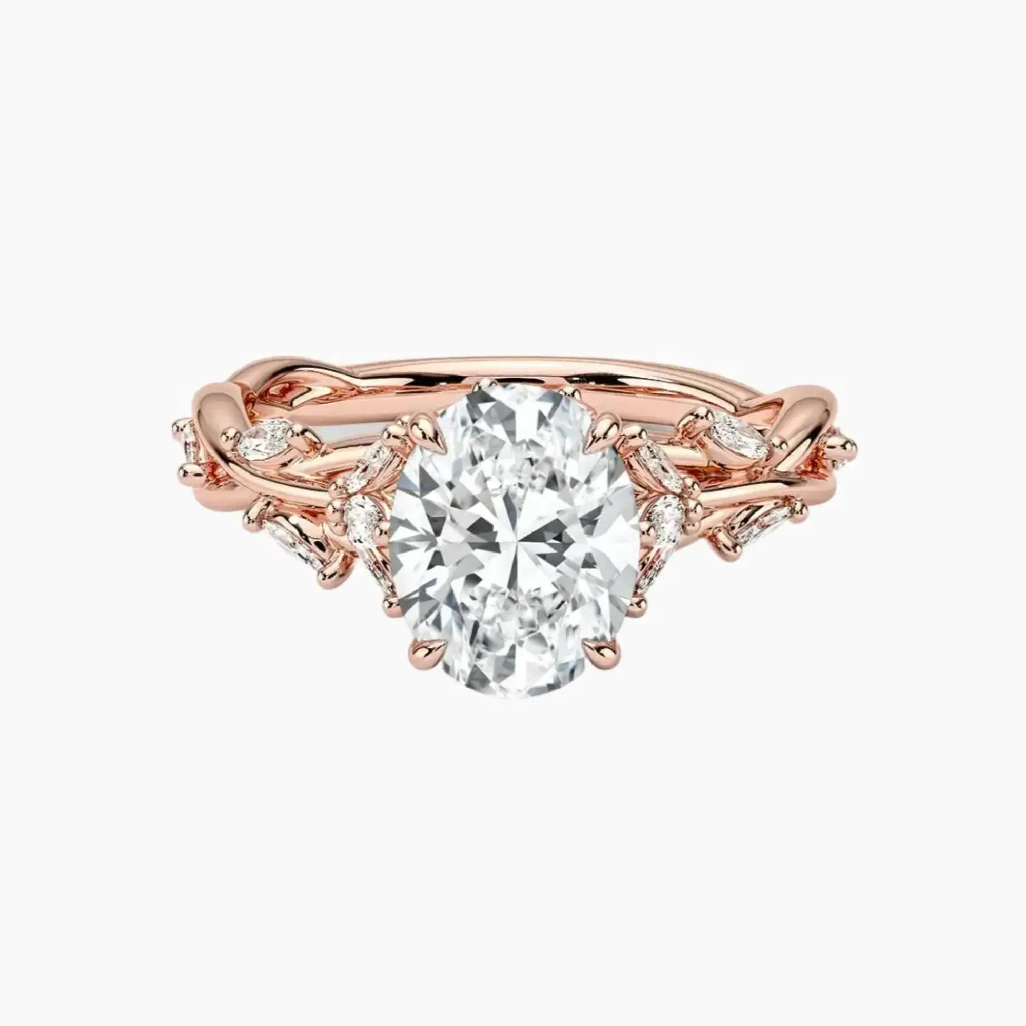 Melia Oval Designer 2.5 Carat Lab Grown Diamond Engagement Ring in 18K White Gold