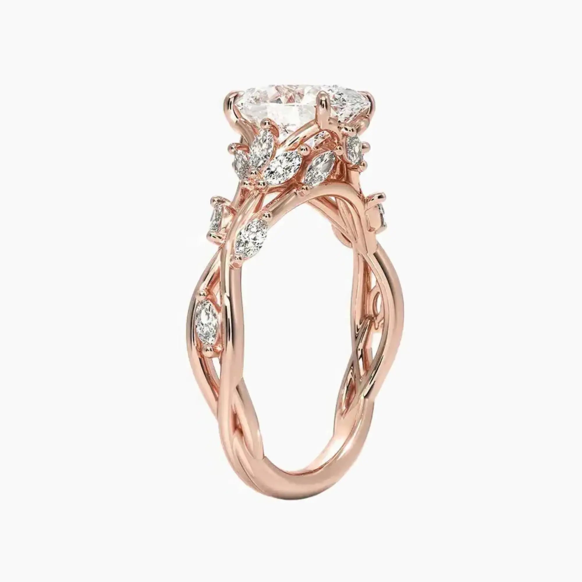 Melia Oval Designer Diamond Ring Setting in 14K Yellow Gold