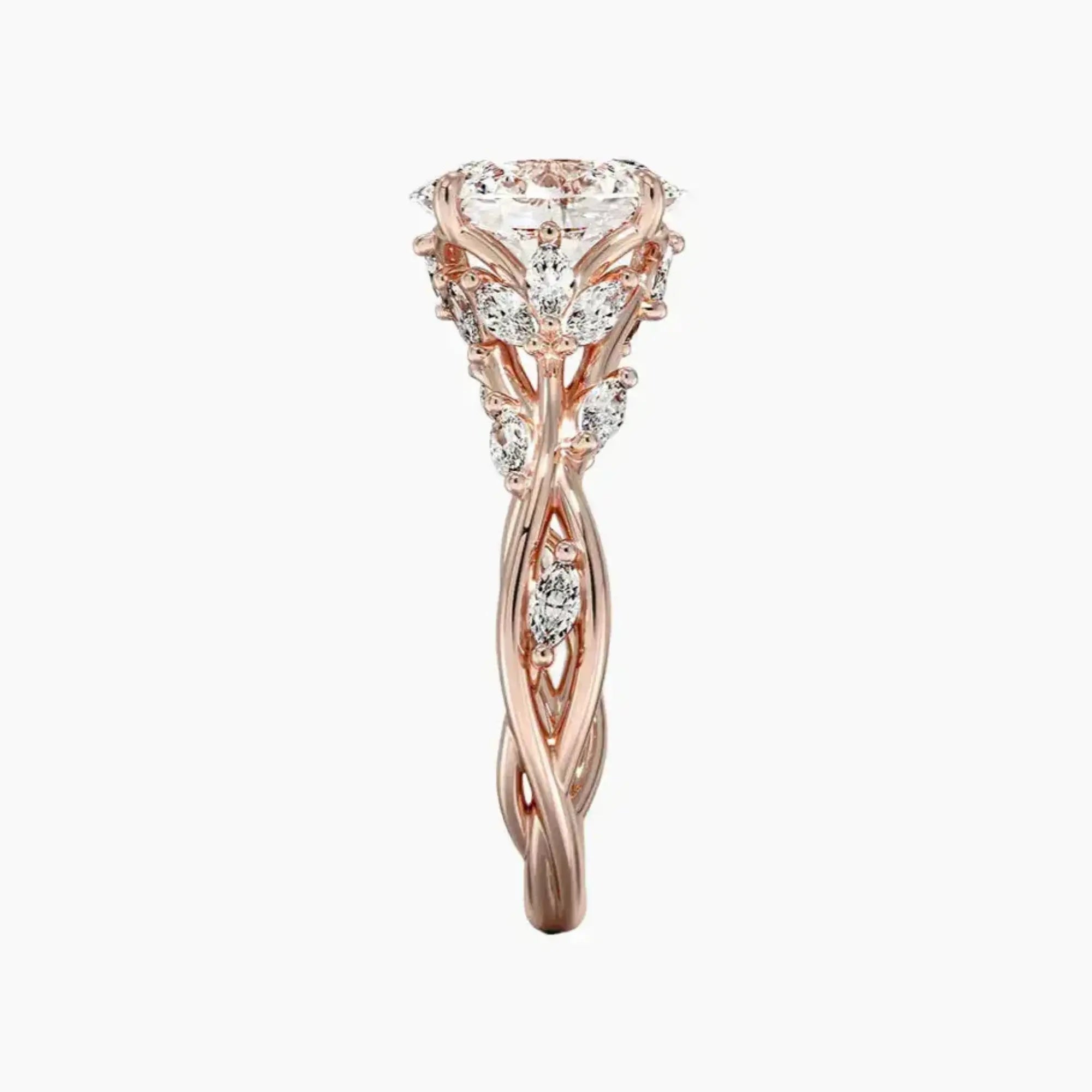 Melia Oval Designer Diamond Ring Setting in 14K Rose Gold