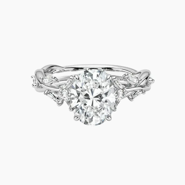 Melia Oval Designer 3 Carat Lab Grown Diamond Engagement Ring in 14K White Gold