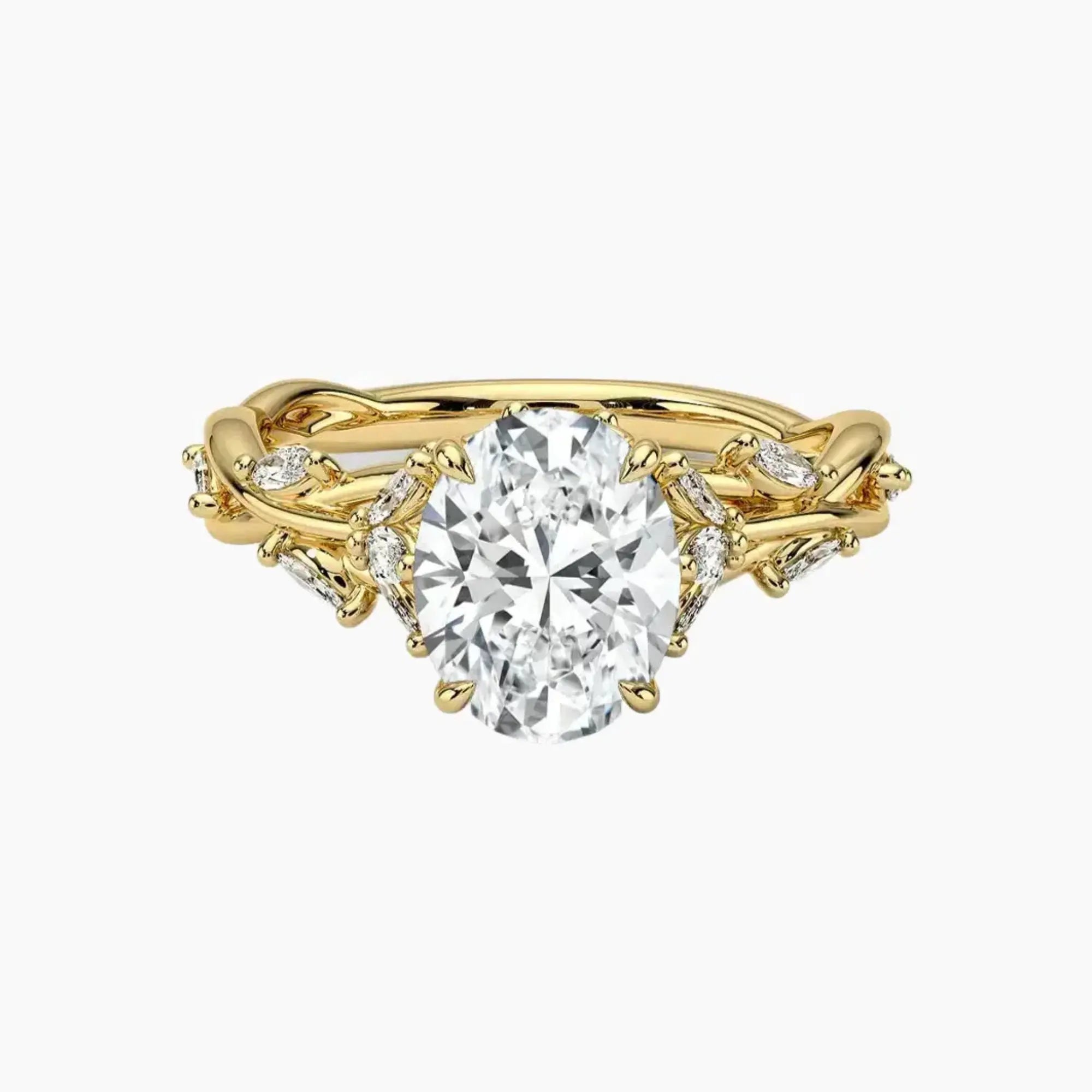 Melia Oval Designer 3 Carat Lab Grown Diamond Engagement Ring in 14K White Gold