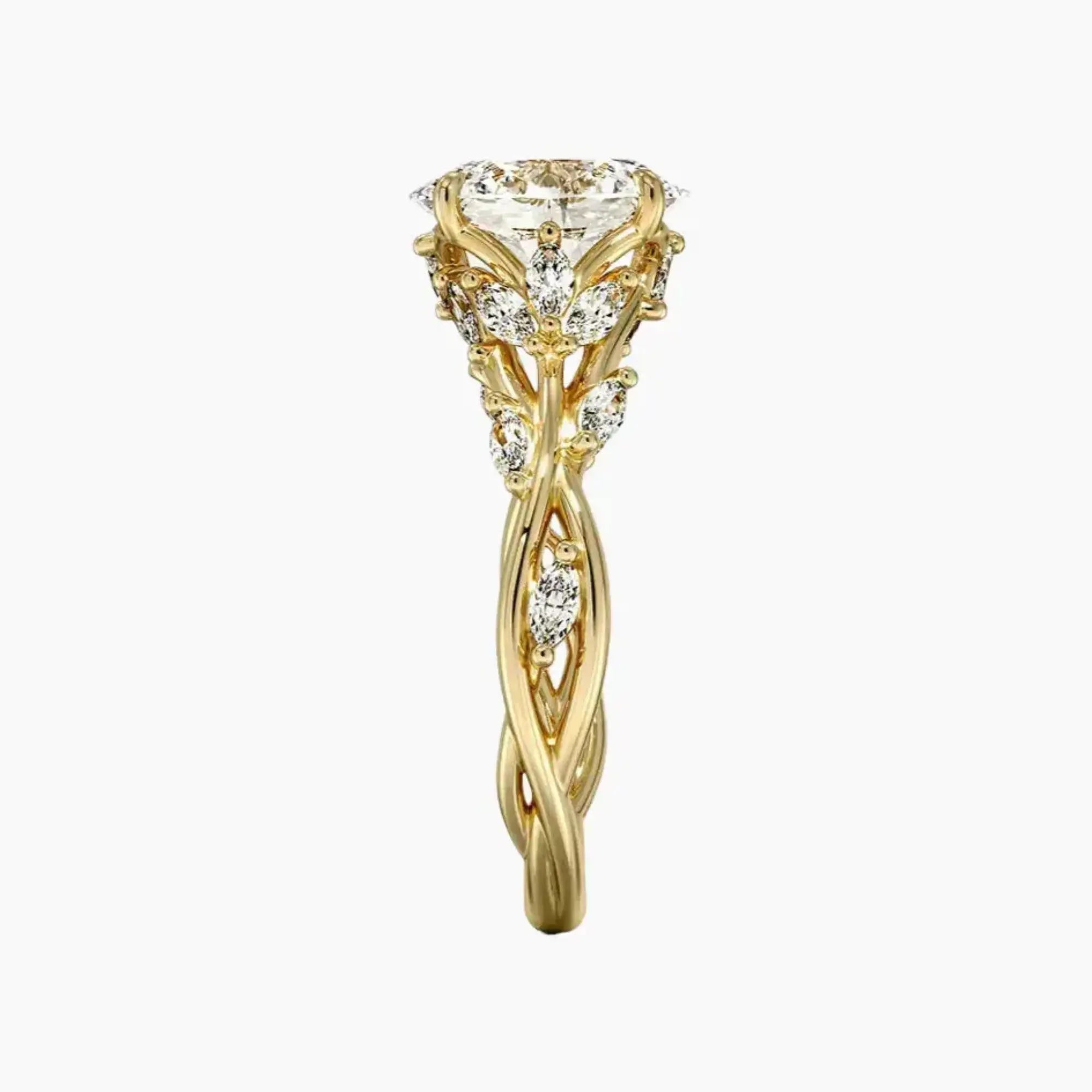 Melia Oval Designer Diamond Ring Setting in 14K White Gold
