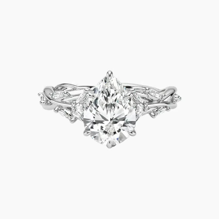Melia Pear Designer 2.5 Carat Lab Grown Diamond Engagement Ring in 14K White Gold