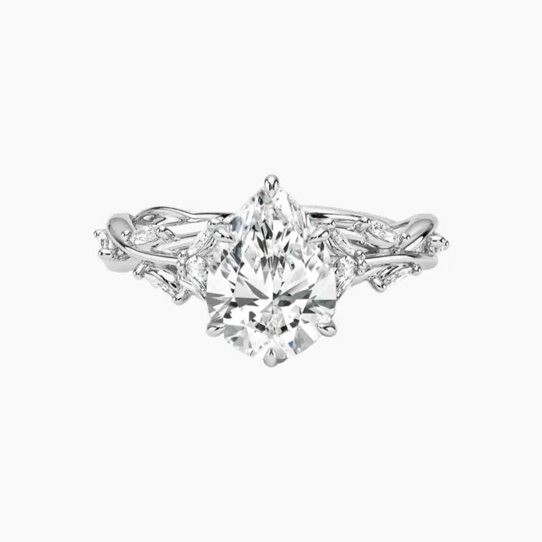 Melia Pear Designer 1 Carat Lab Grown Diamond Engagement Ring in 18K Yellow Gold