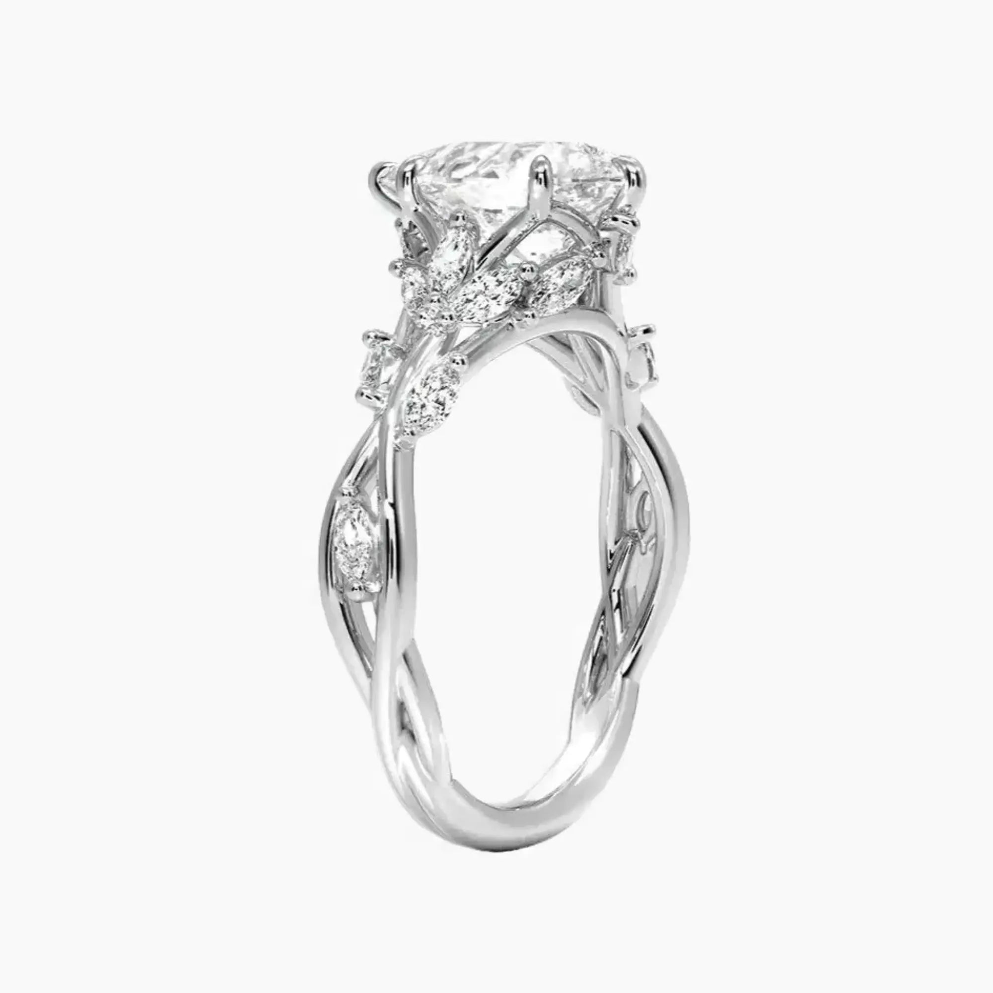 Melia Pear Designer Diamond Ring Setting in 14K White Gold