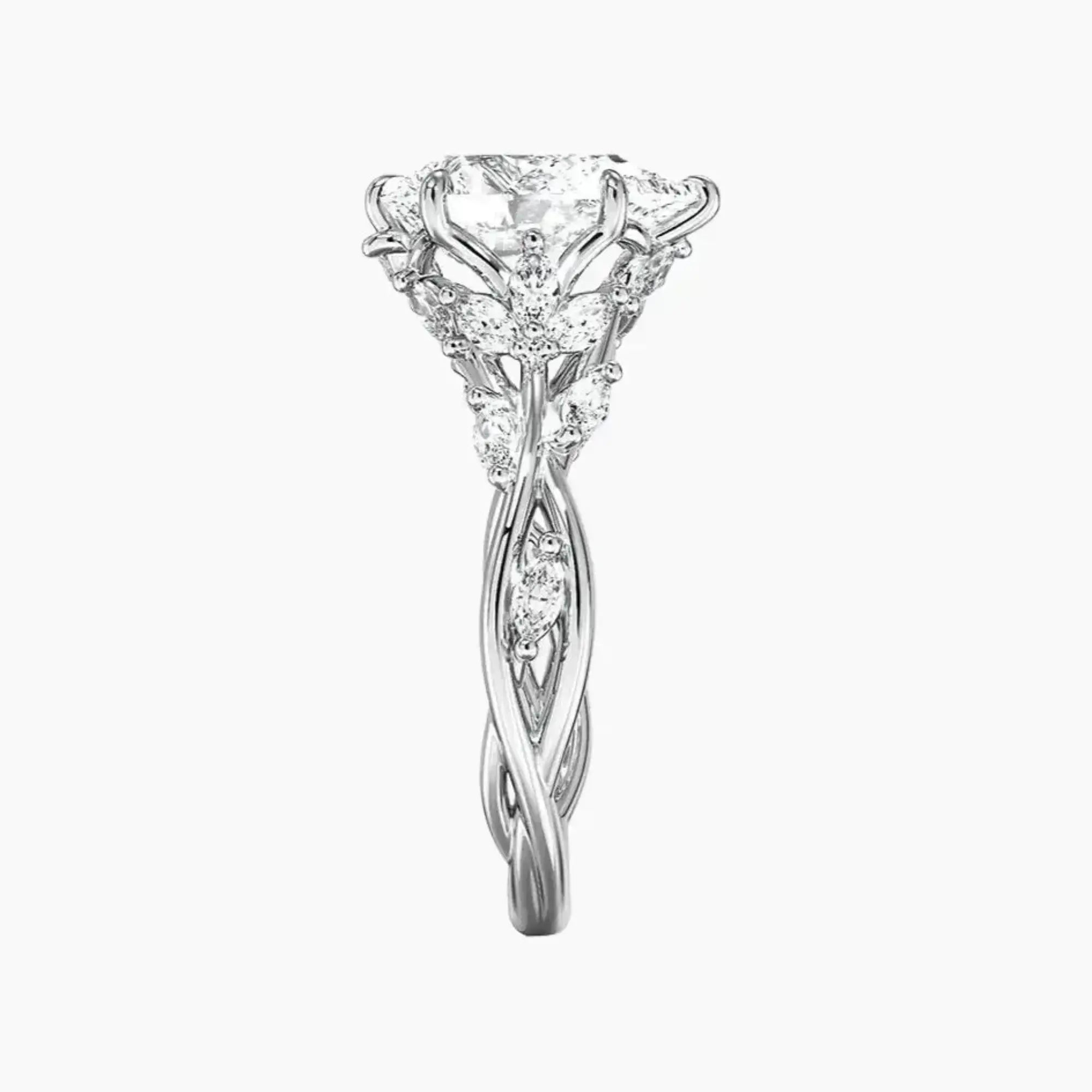 Melia Pear Designer 1.5 Carat Lab Grown Diamond Engagement Ring in 14K Yellow Gold
