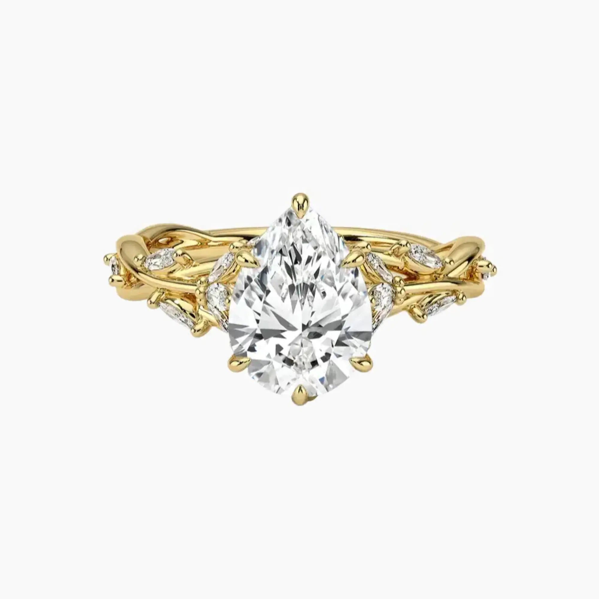 Melia Pear Designer Diamond Ring Setting in 14K Rose Gold