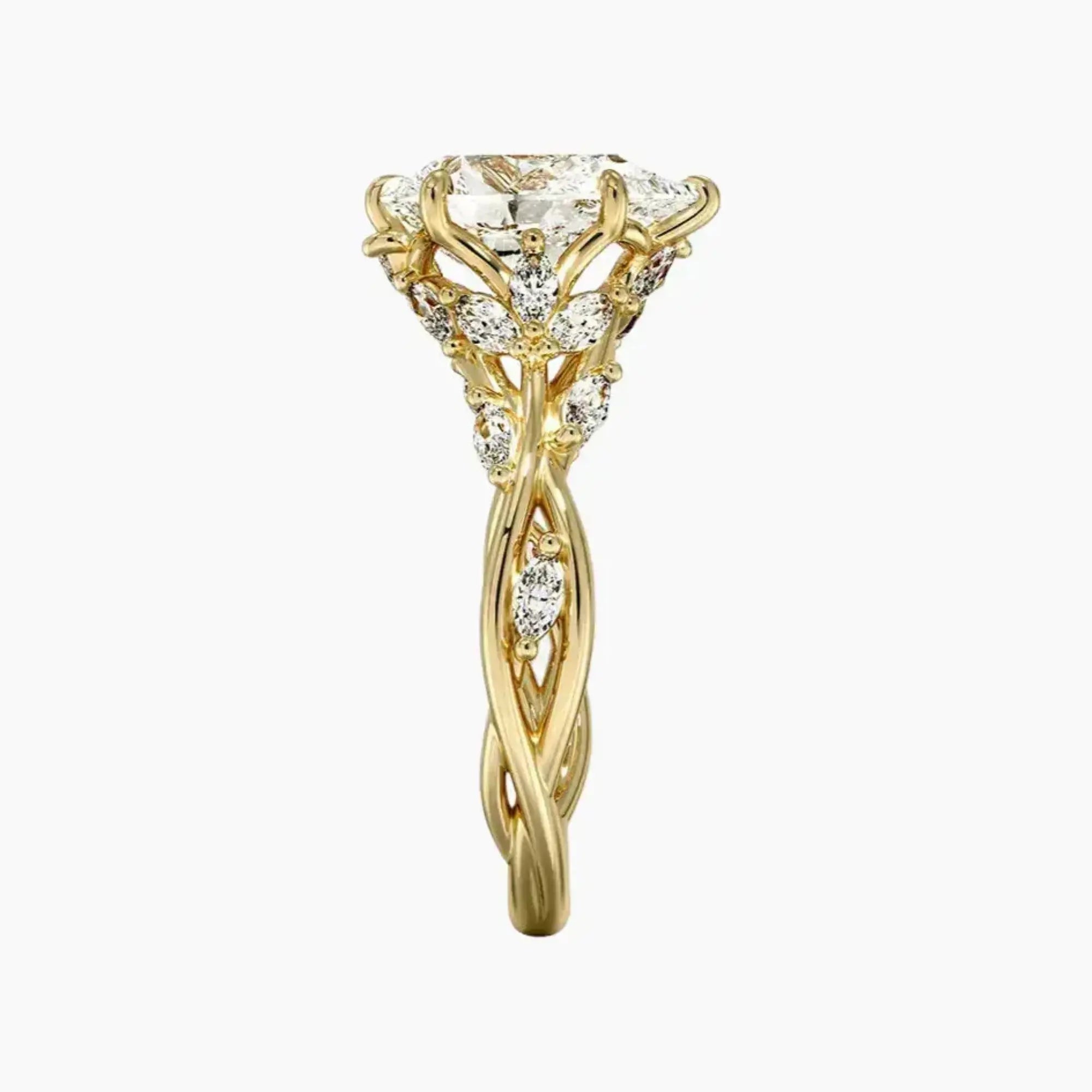 Melia Pear Designer Diamond Ring Setting in 18K Rose Gold