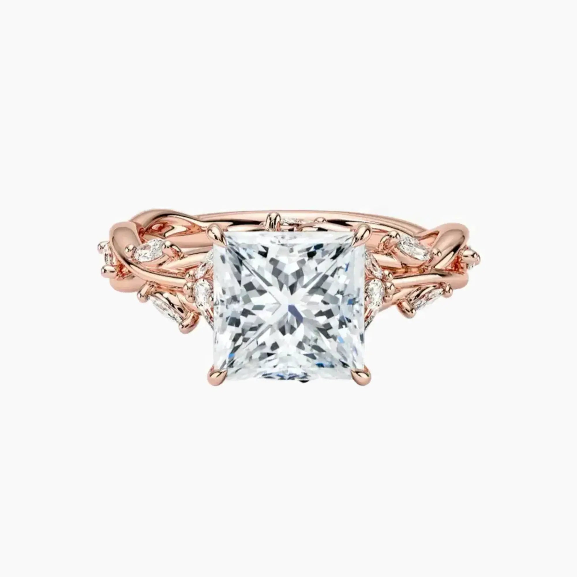 Melia Princess Designer Diamond Ring Setting in 18K Yellow Gold