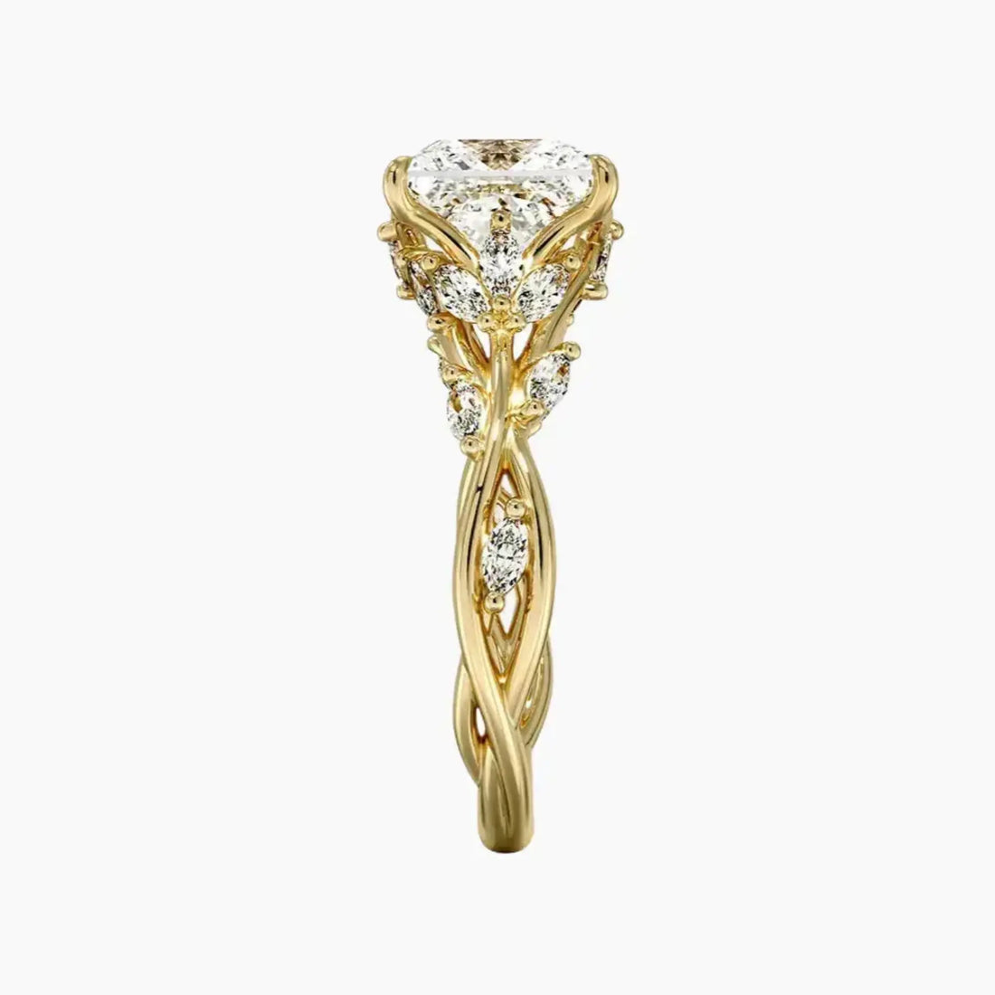 Melia Princess Designer 3 Carat Lab Grown Diamond Engagement Ring in 18K Yellow Gold