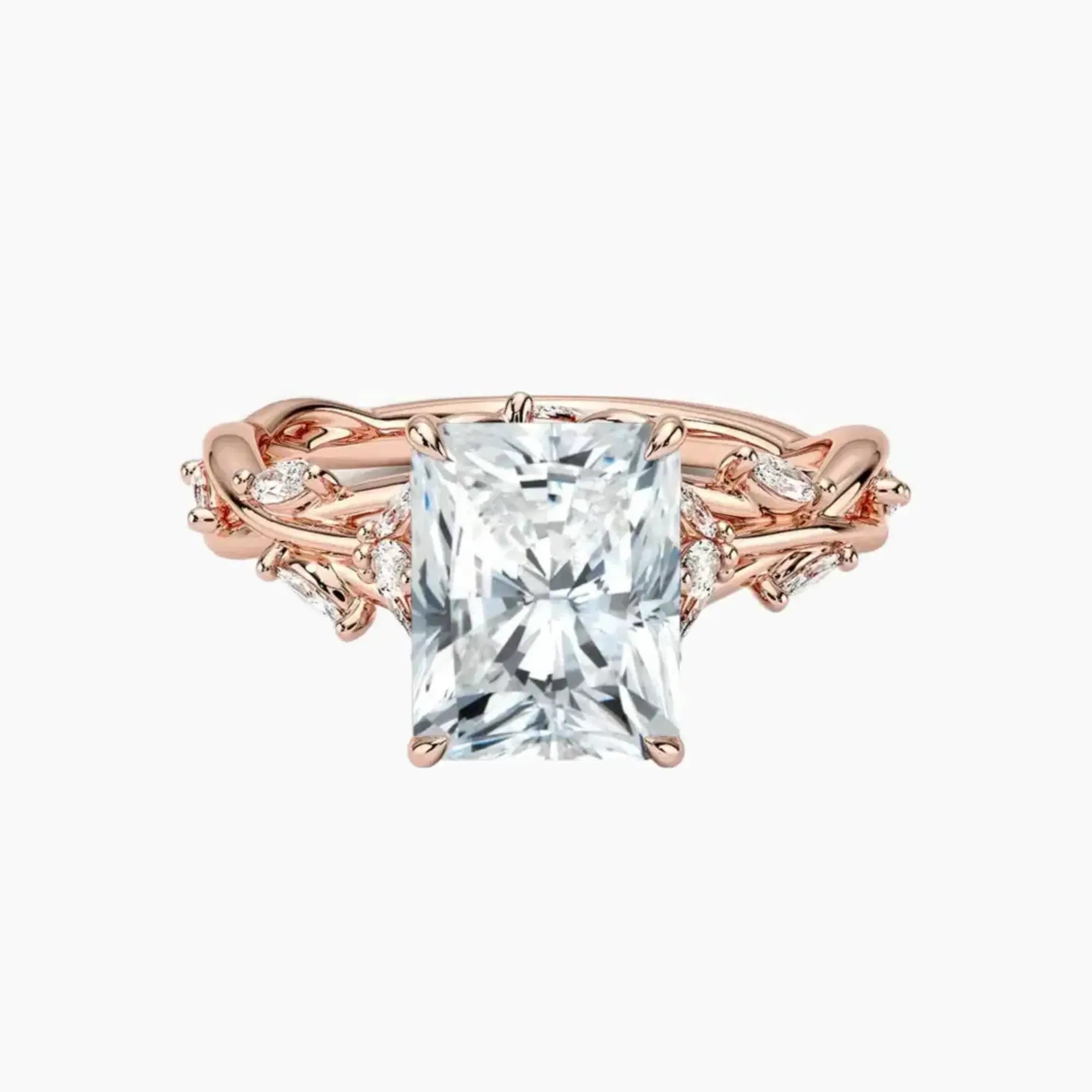 Melia Radiant Designer 2.5 Carat Lab Grown Diamond Engagement Ring in 14K White Gold