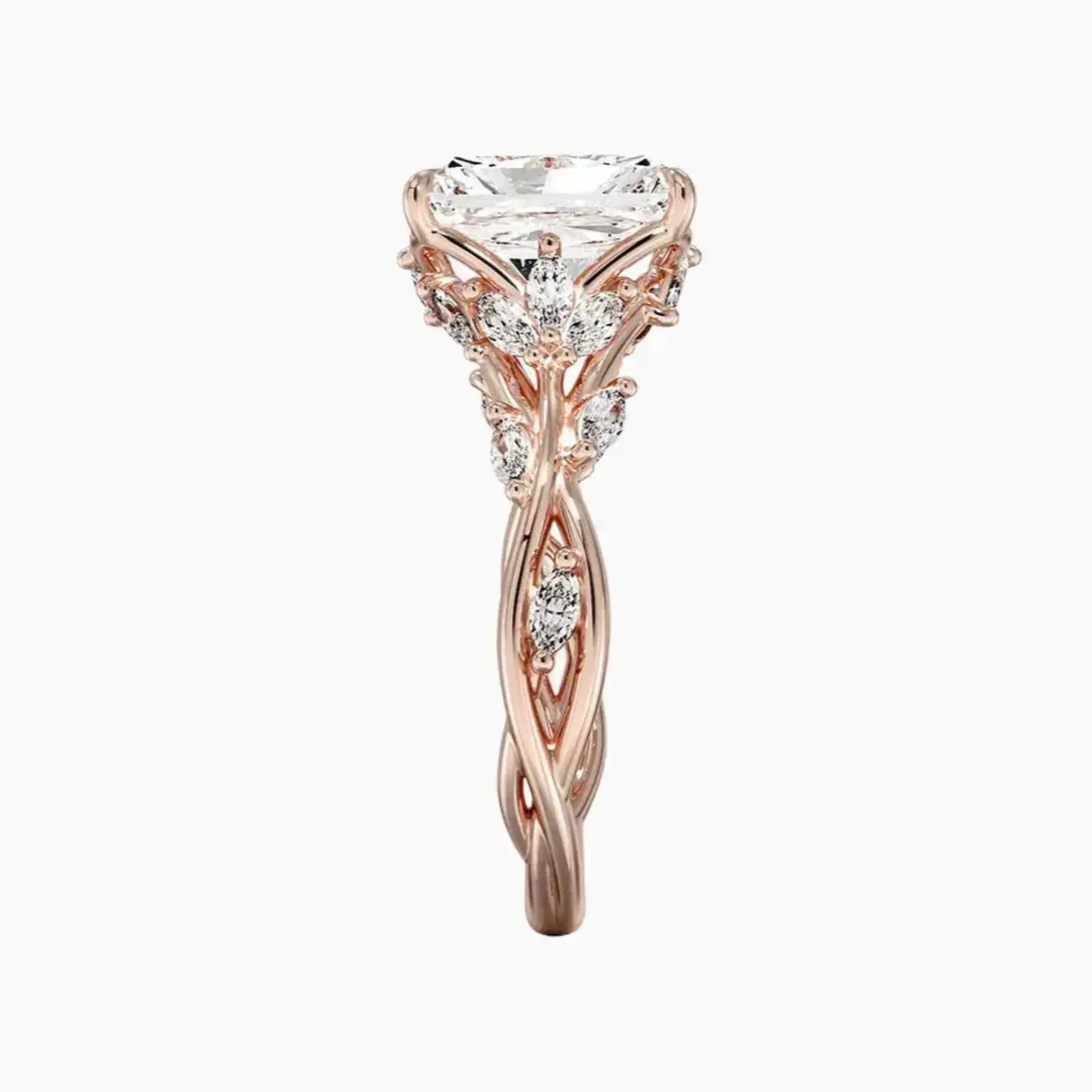Melia Radiant Designer 2.5 Carat Lab Grown Diamond Engagement Ring in 18K White Gold