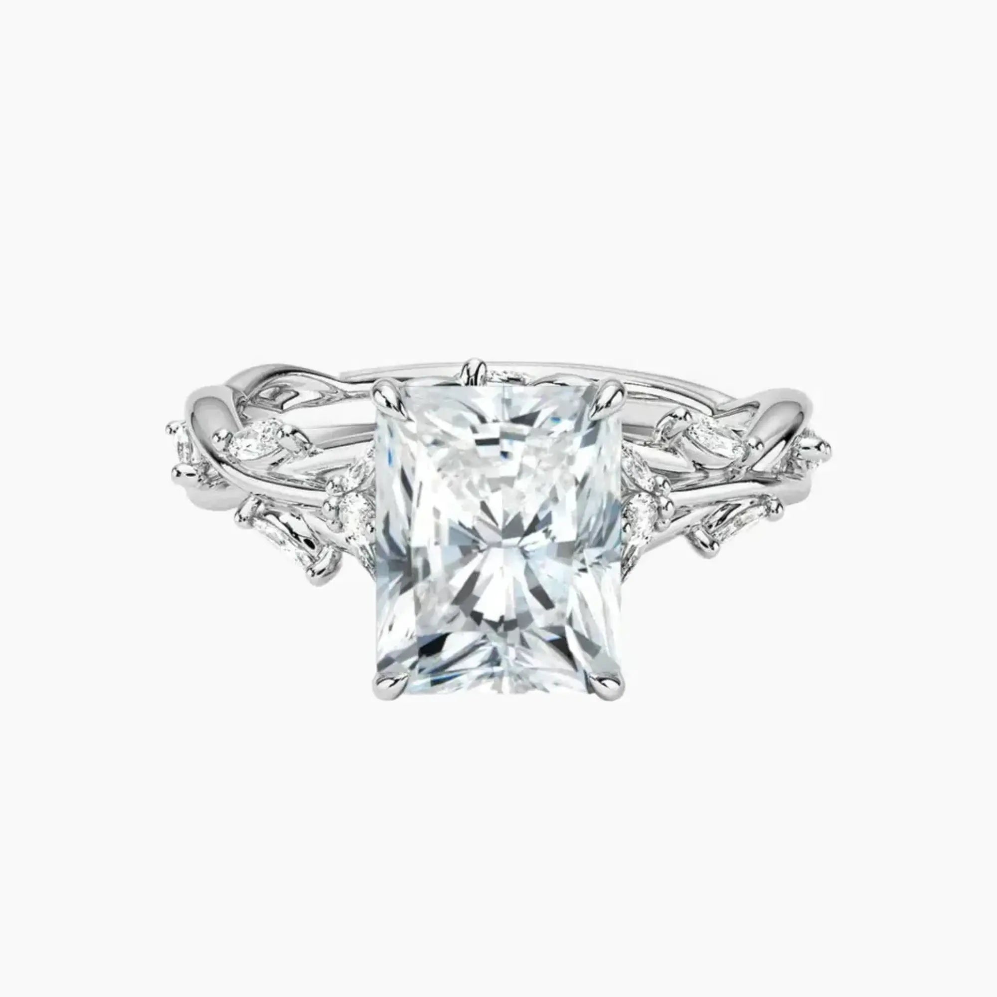 Melia Radiant Designer 1.5 Carat Lab Grown Diamond Engagement Ring in 14K White Gold