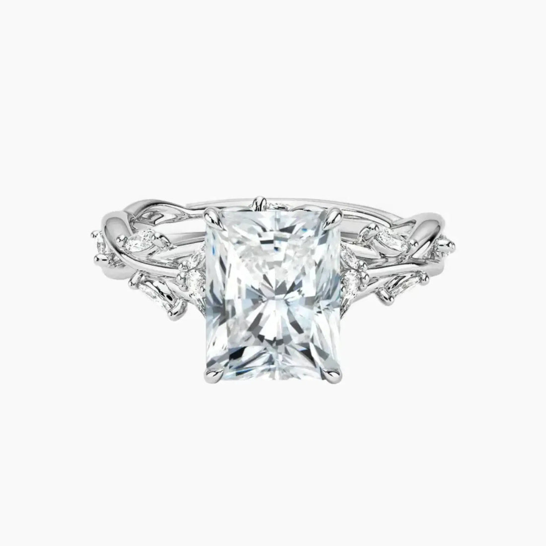Melia Radiant Designer 1 Carat Lab Grown Diamond Engagement Ring in 18K White Gold