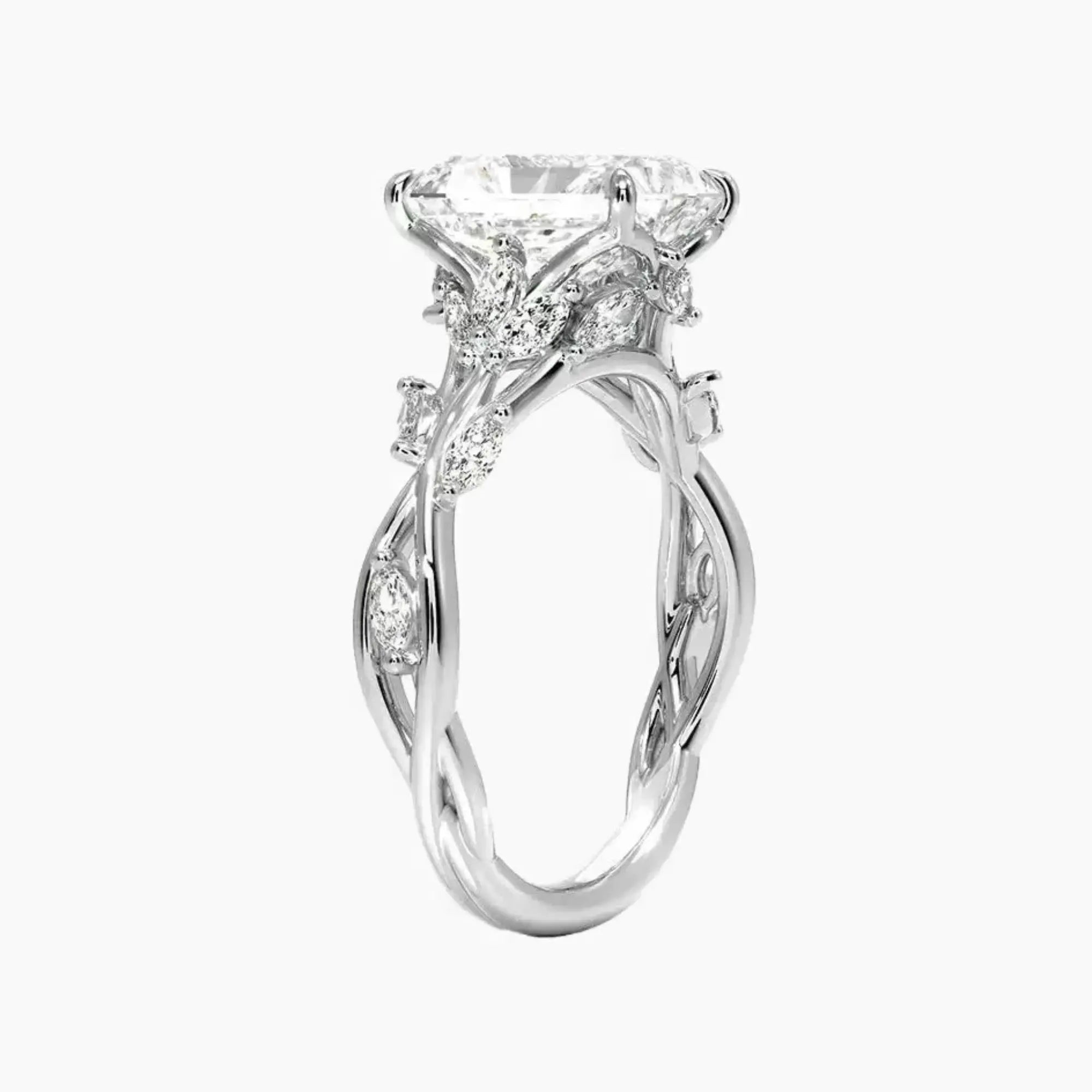 Melia Radiant Designer 3 Carat Lab Grown Diamond Engagement Ring in 18K Yellow Gold