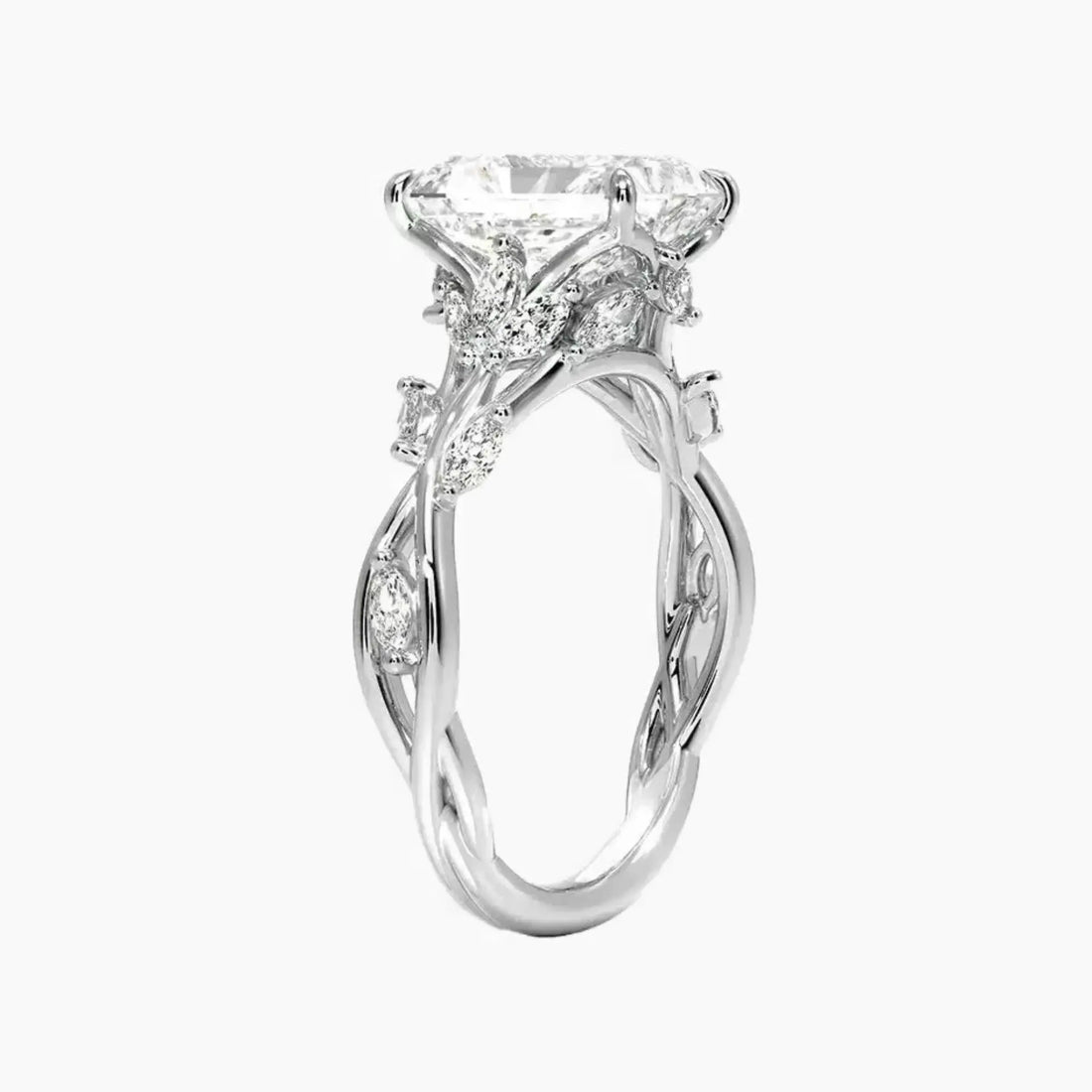 Melia Radiant Designer 1.5 Carat Lab Grown Diamond Engagement Ring in 14K White Gold