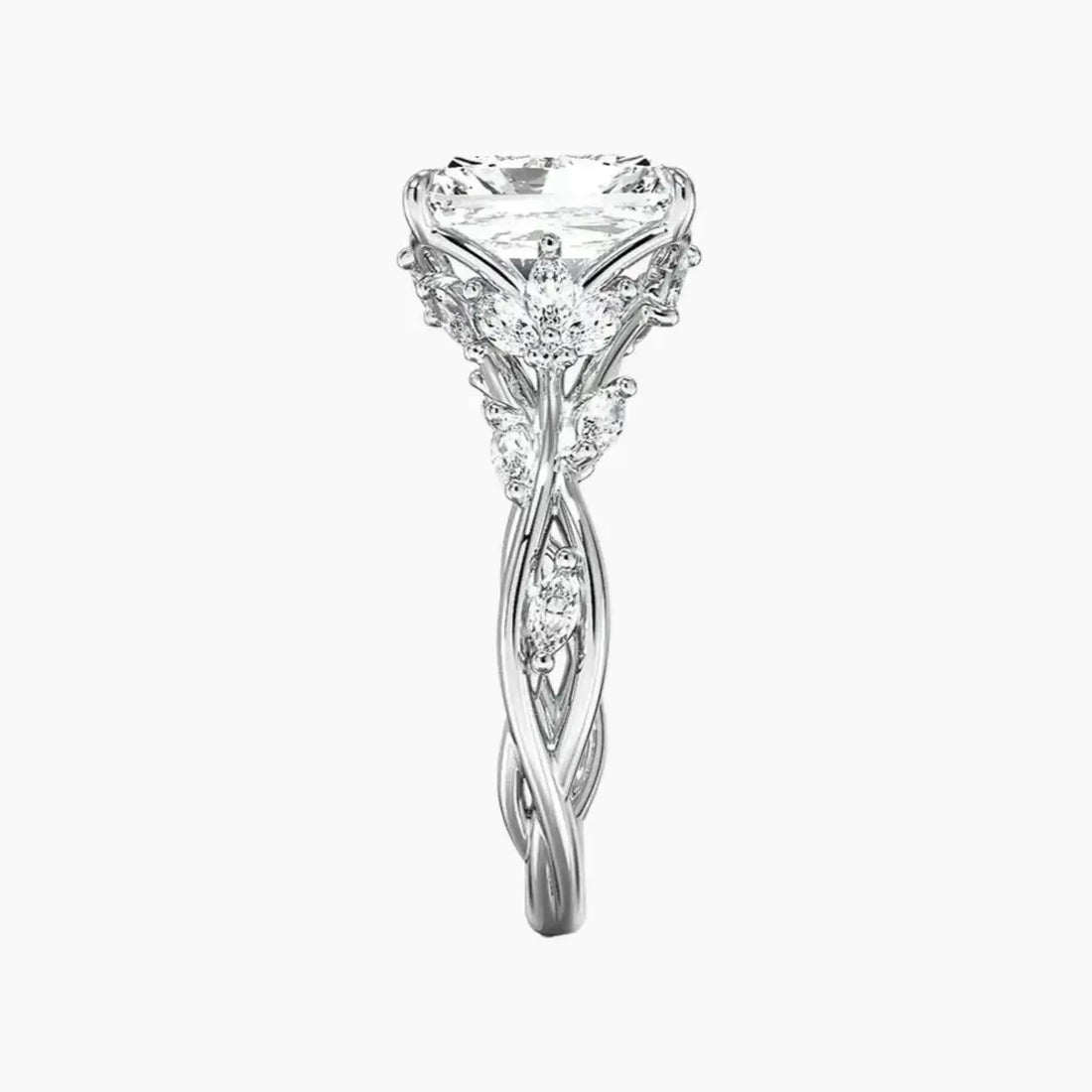 Melia Radiant Designer 1 Carat Lab Grown Diamond Engagement Ring in 18K White Gold