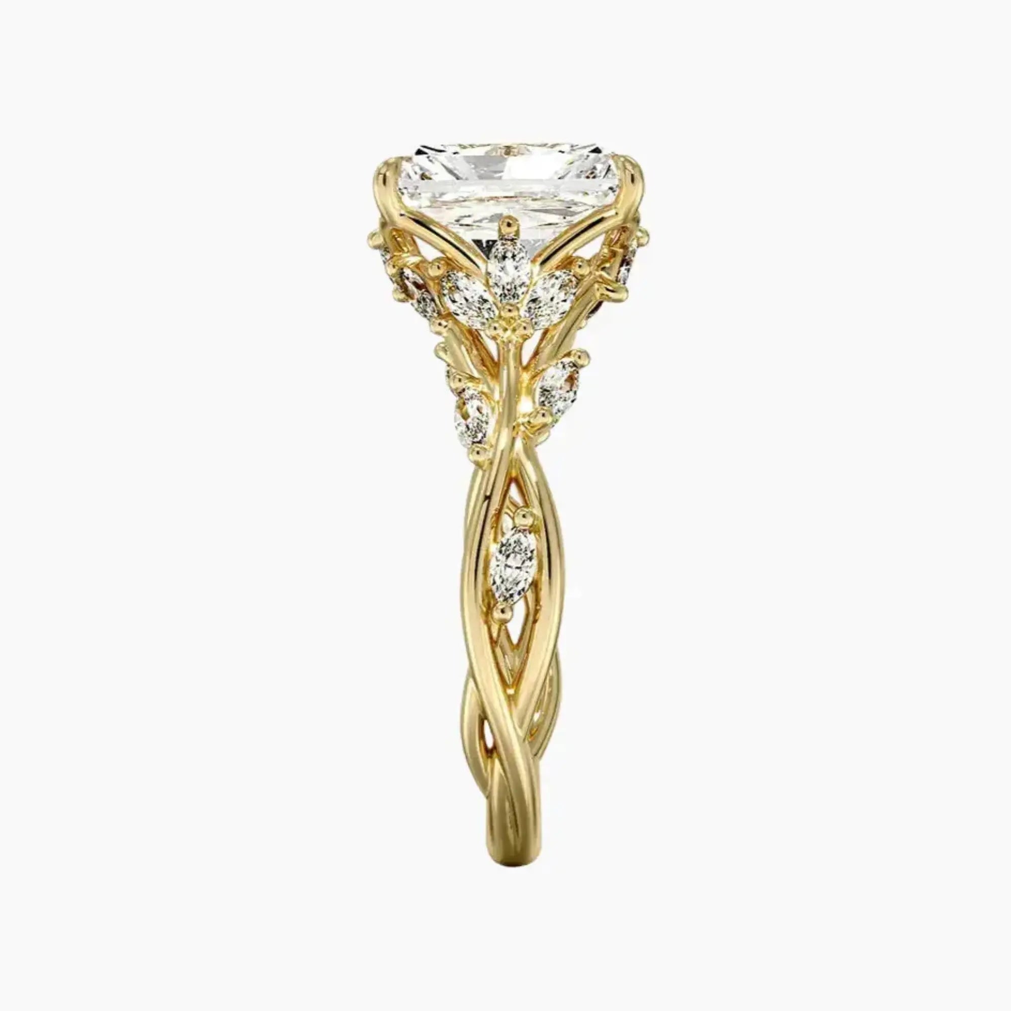 Melia Radiant Designer Diamond Ring Setting in 18K Yellow Gold