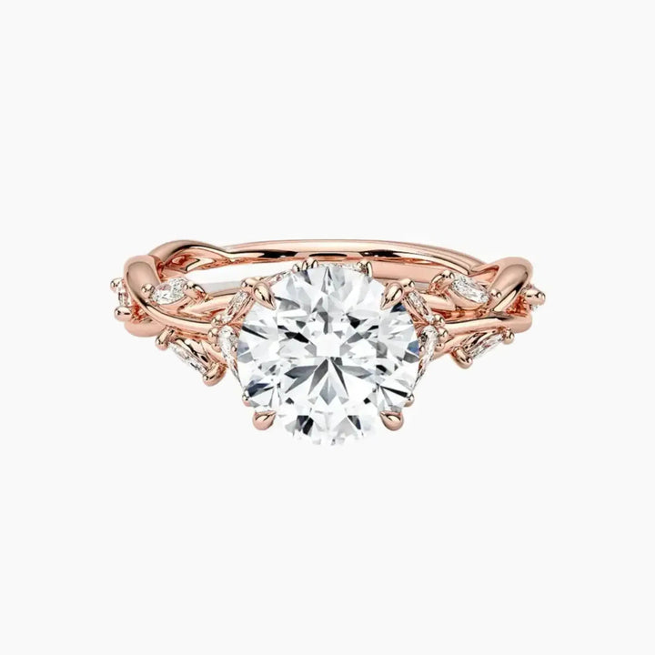 Melia Round Designer 2.5 Carat Lab Grown Diamond Engagement Ring in 18K Rose Gold